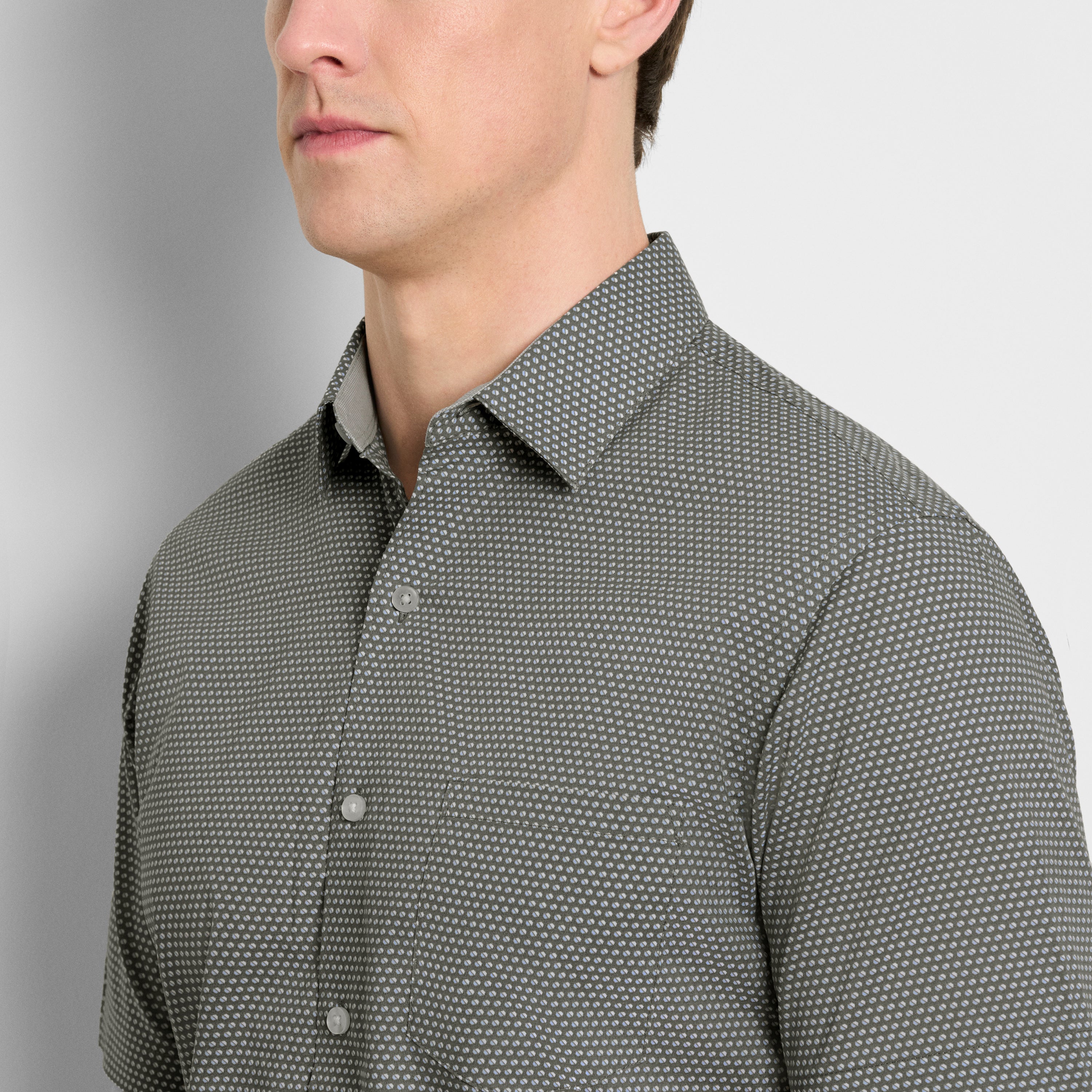 Folsen Short Sleeve Stain Shield Shirt Little Geo Print - Slim Fit