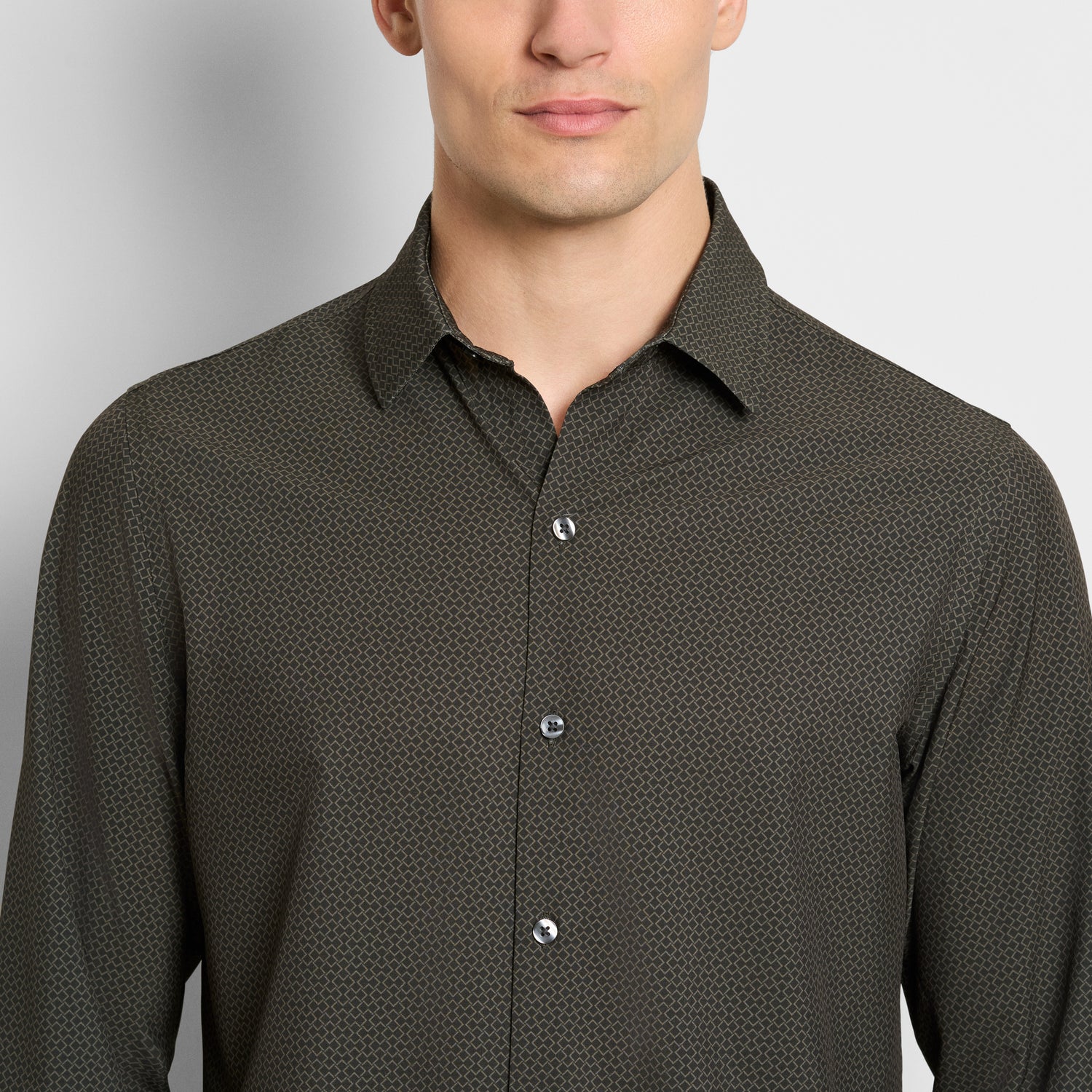 Performance All-Way Stretch Geo Print Long Sleeve Shirt - Slim Fit