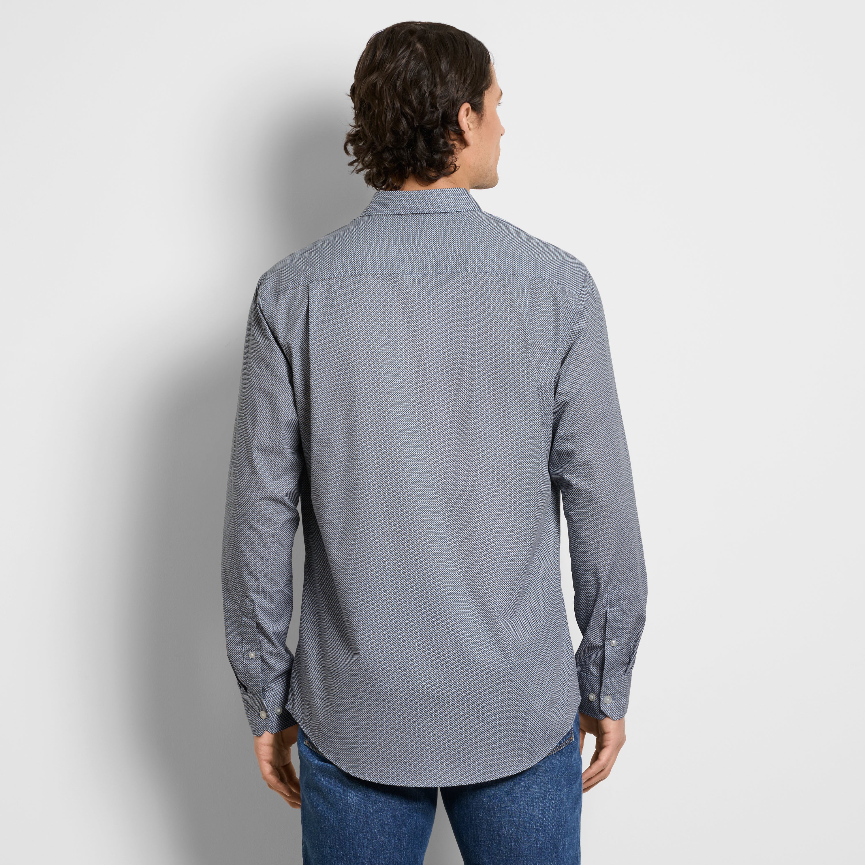 Wrinkle Free Long Sleeve Shirt Mini Geo Print