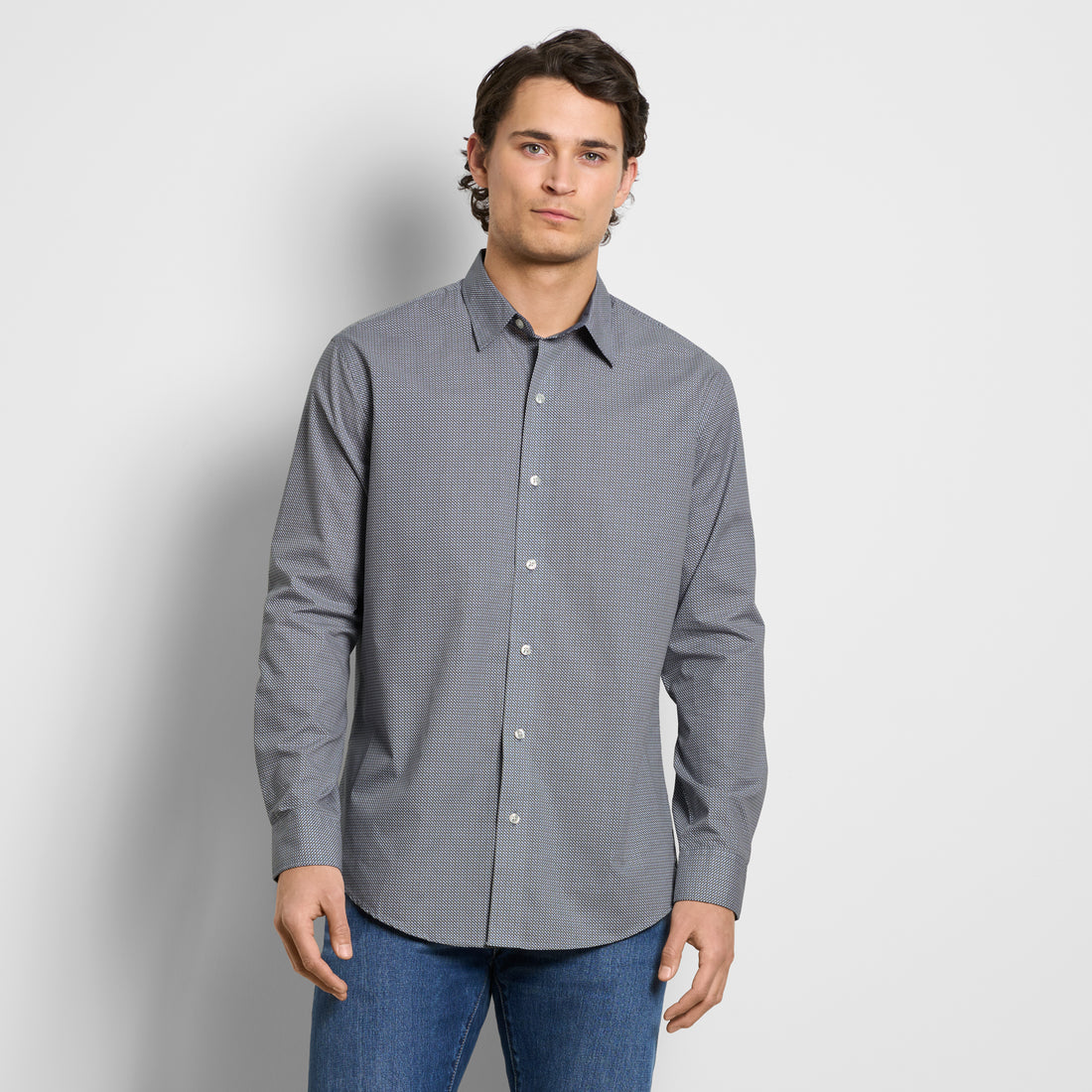 Wrinkle Free Long Sleeve Shirt Mini Geo Print