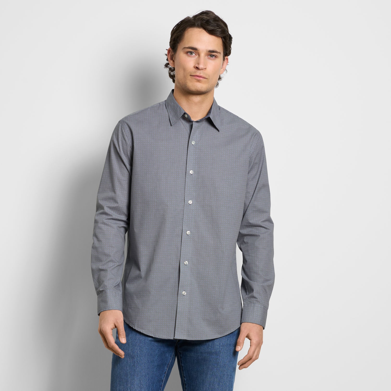 Wrinkle Free Long Sleeve Shirt Mini Geo Print