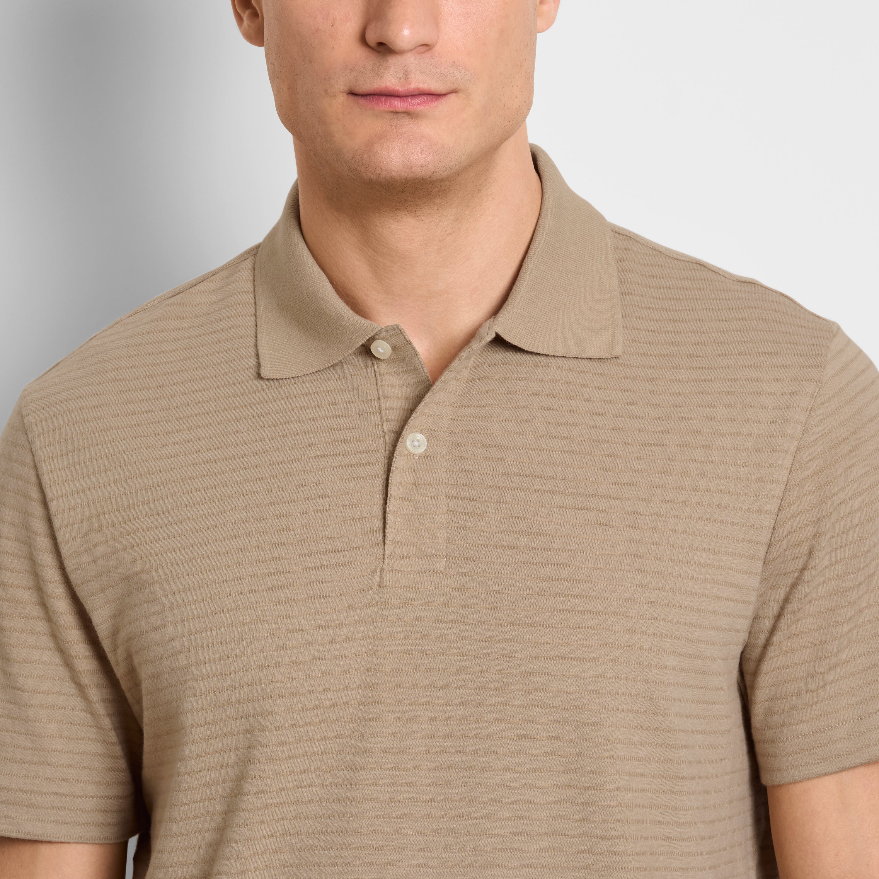 Essential Feeder Stripe Textured Short Sleeve Polo