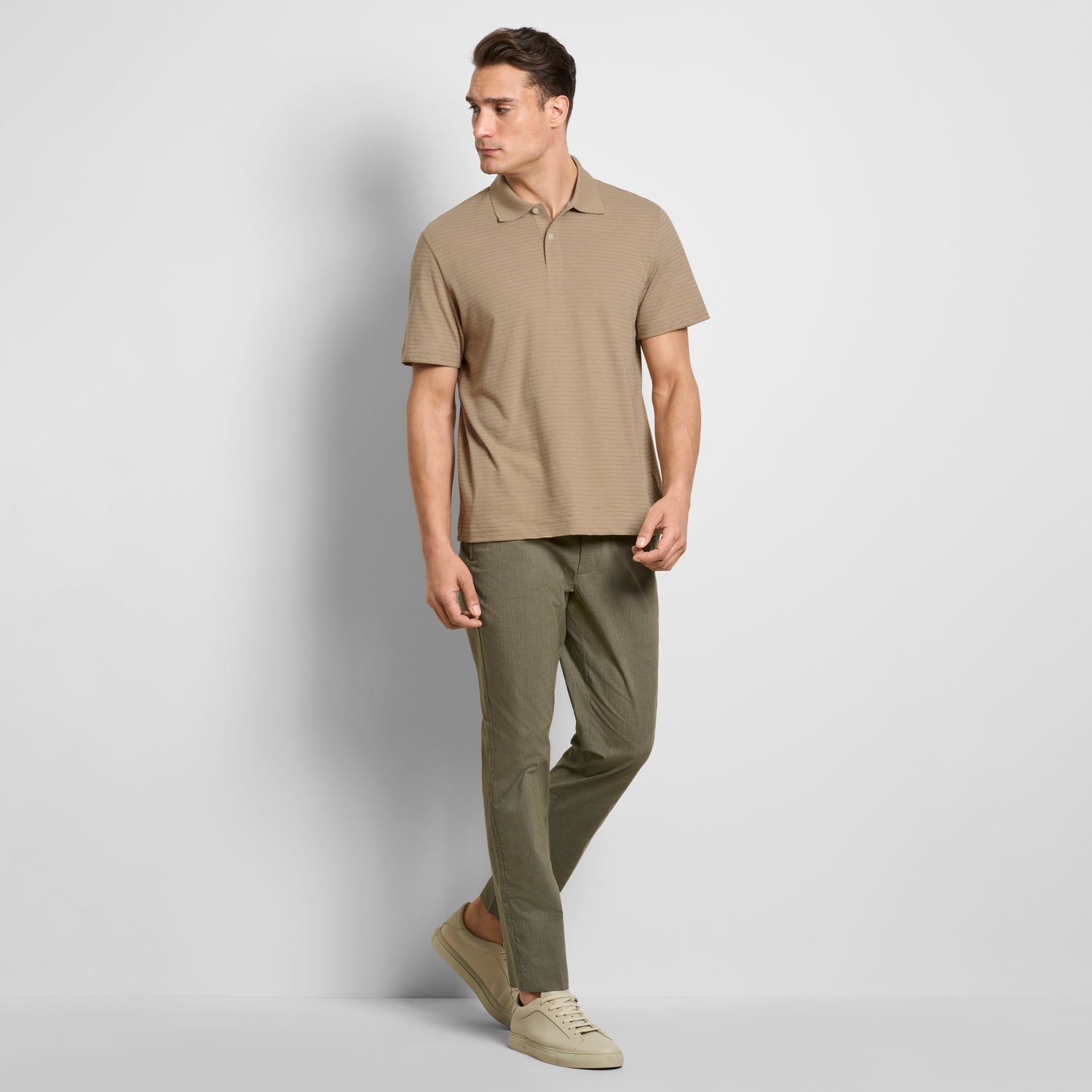 Essential Feeder Stripe Textured Short Sleeve Polo