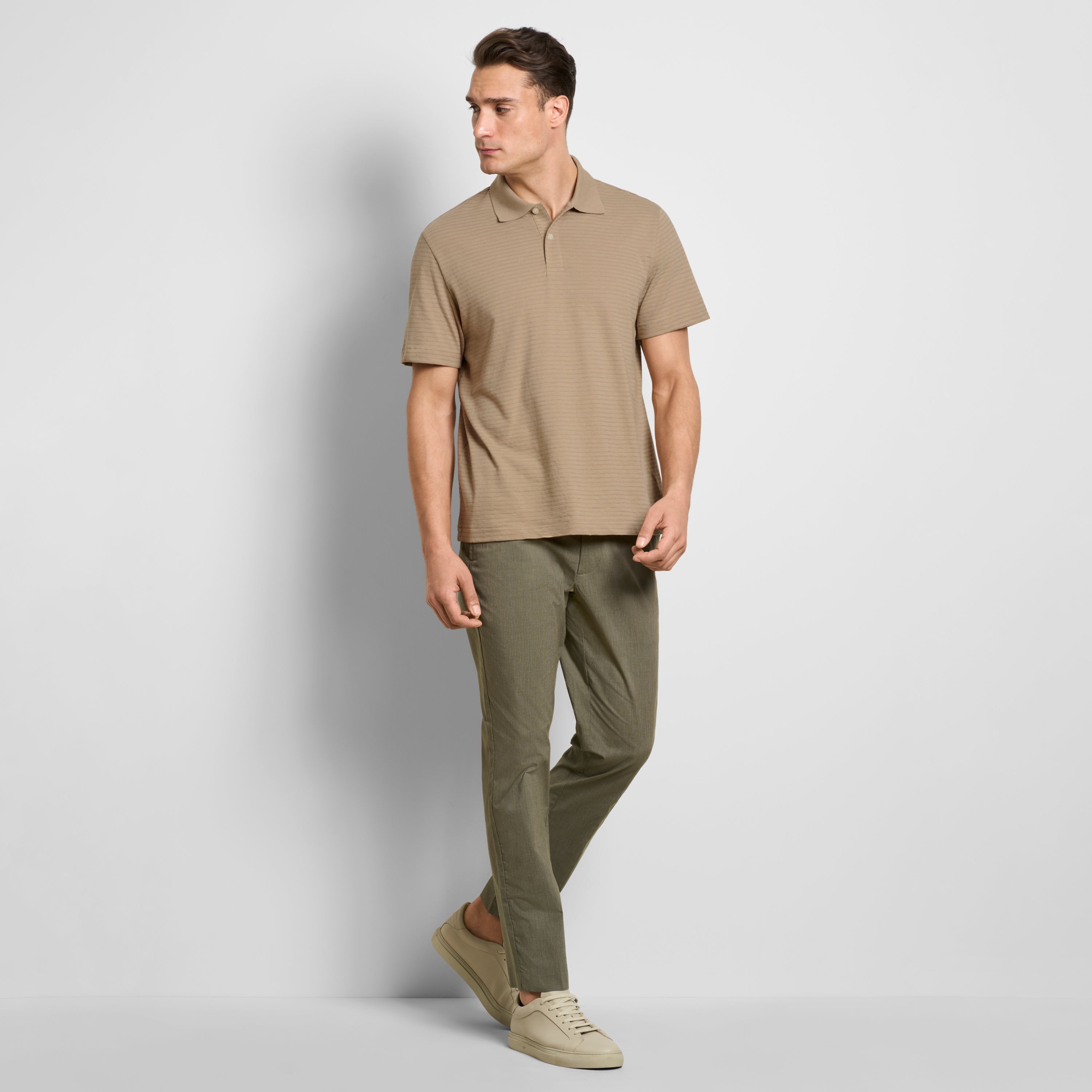 Essential Feeder Stripe Textured Short Sleeve Polo