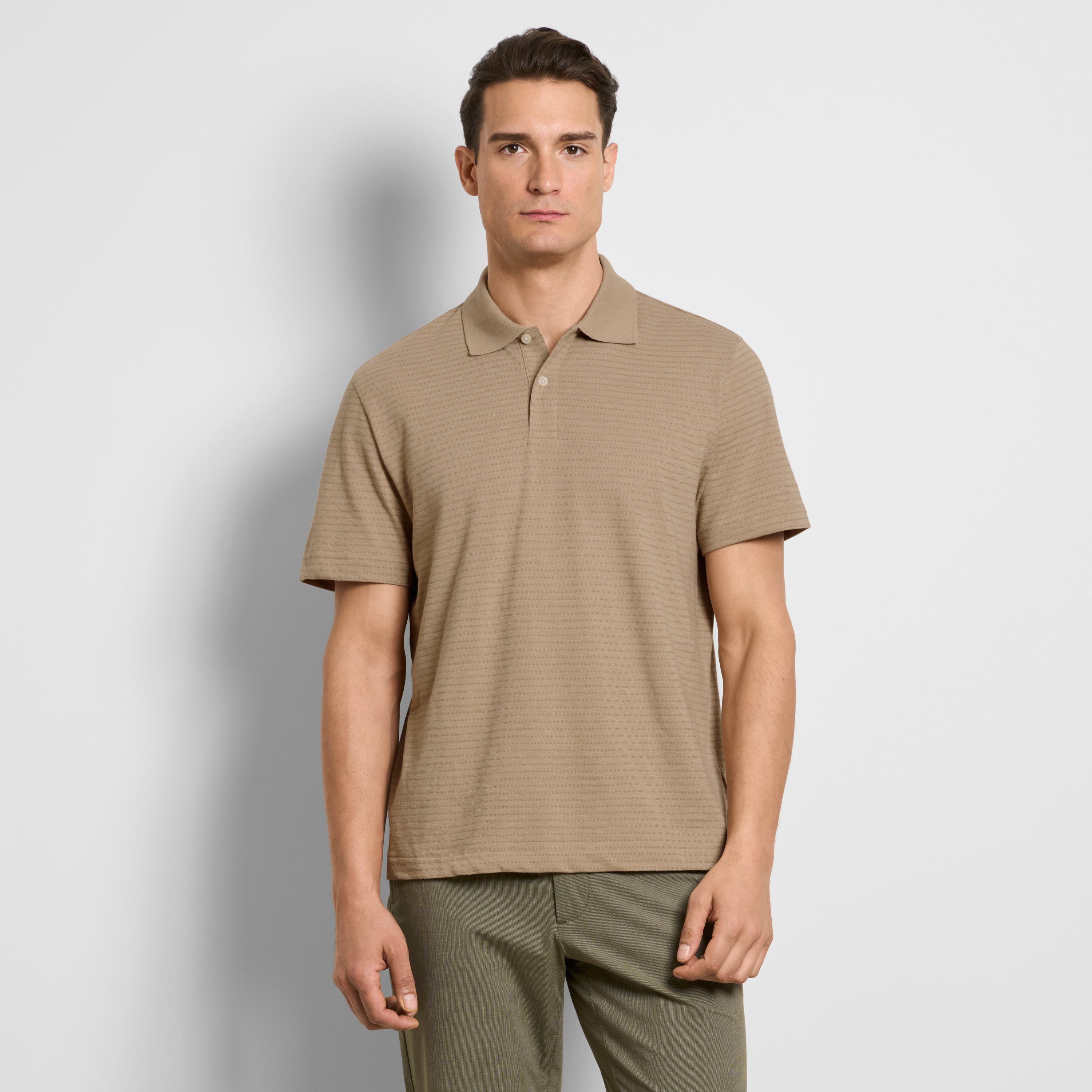 Essential Feeder Stripe Textured Short Sleeve Polo