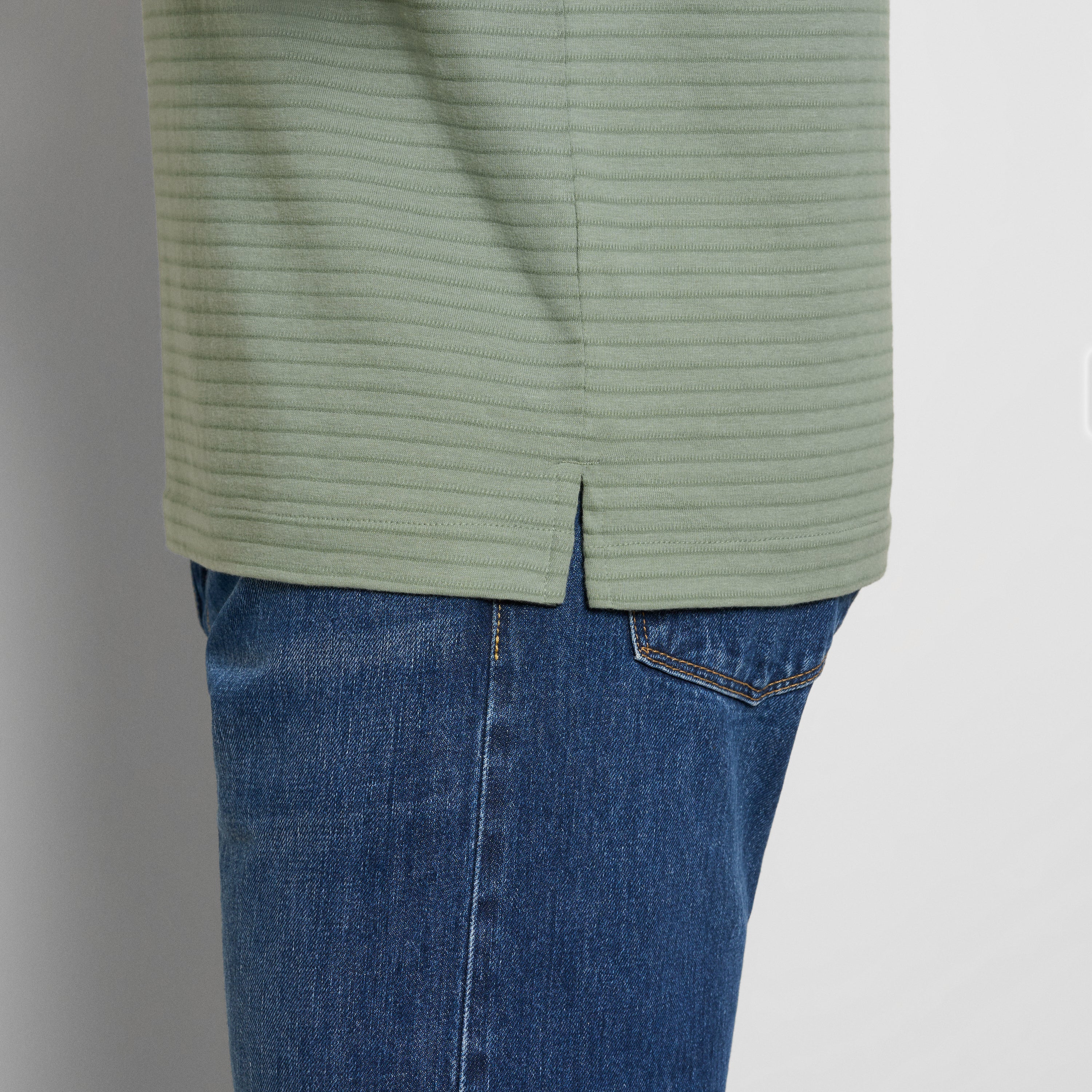 Essential Feeder Stripe Textured Short Sleeve Polo