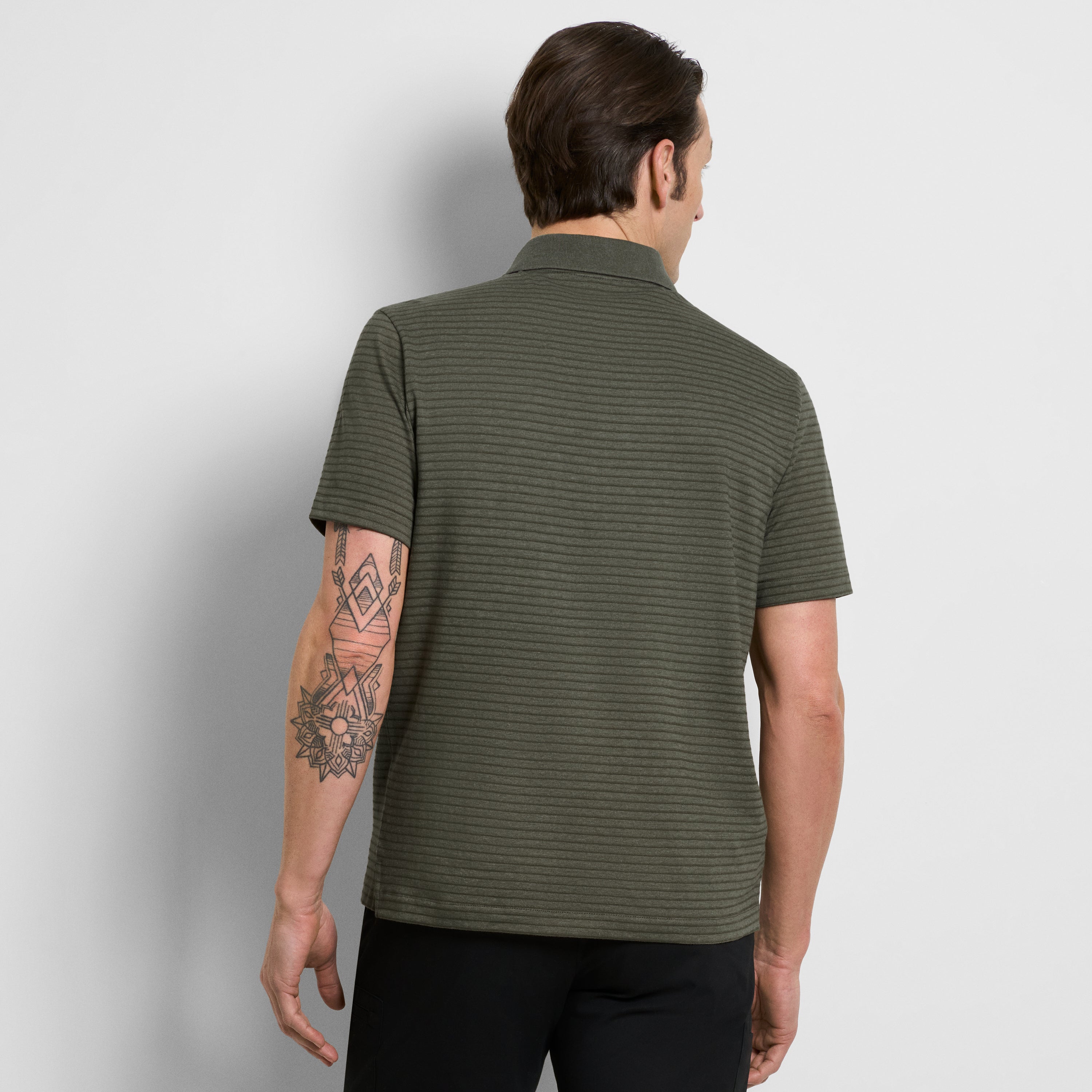 Essential Feeder Stripe Textured Short Sleeve Polo