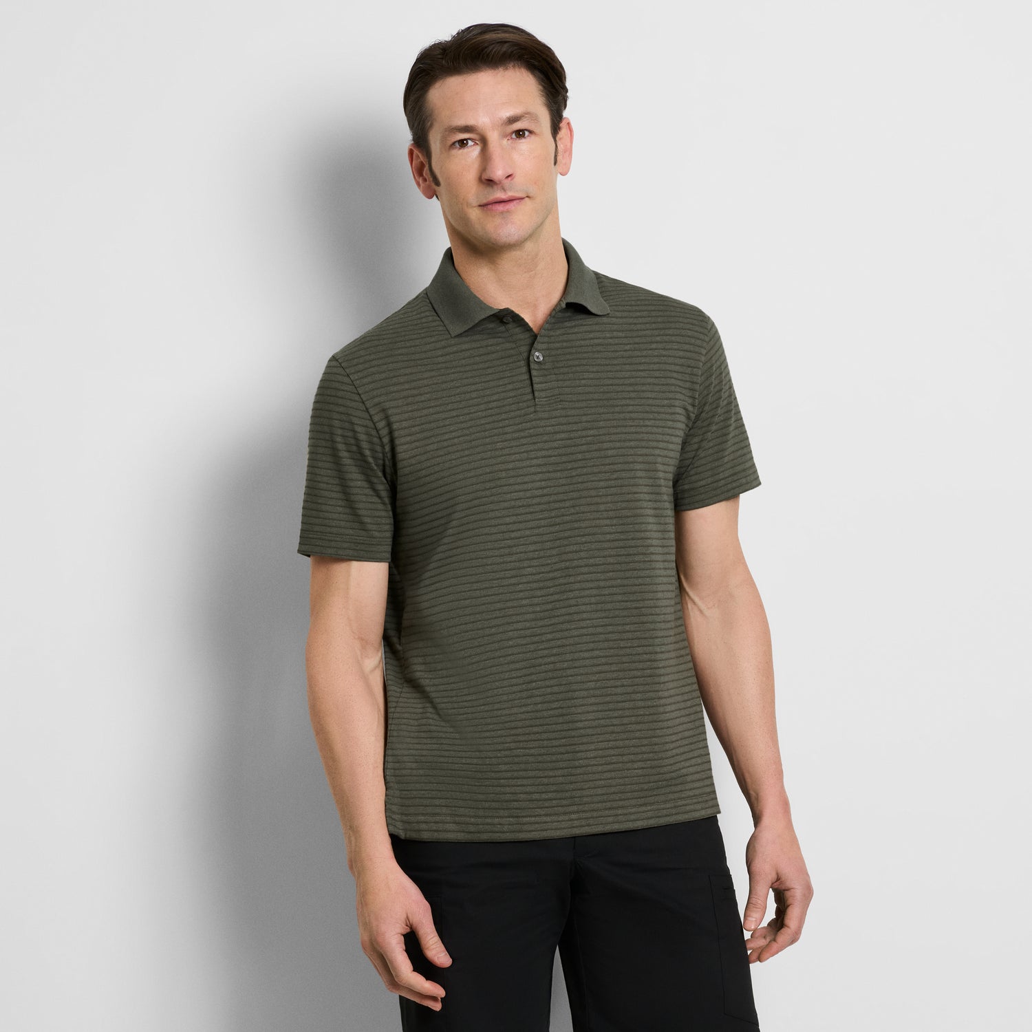 Essential Feeder Stripe Textured Short Sleeve Polo