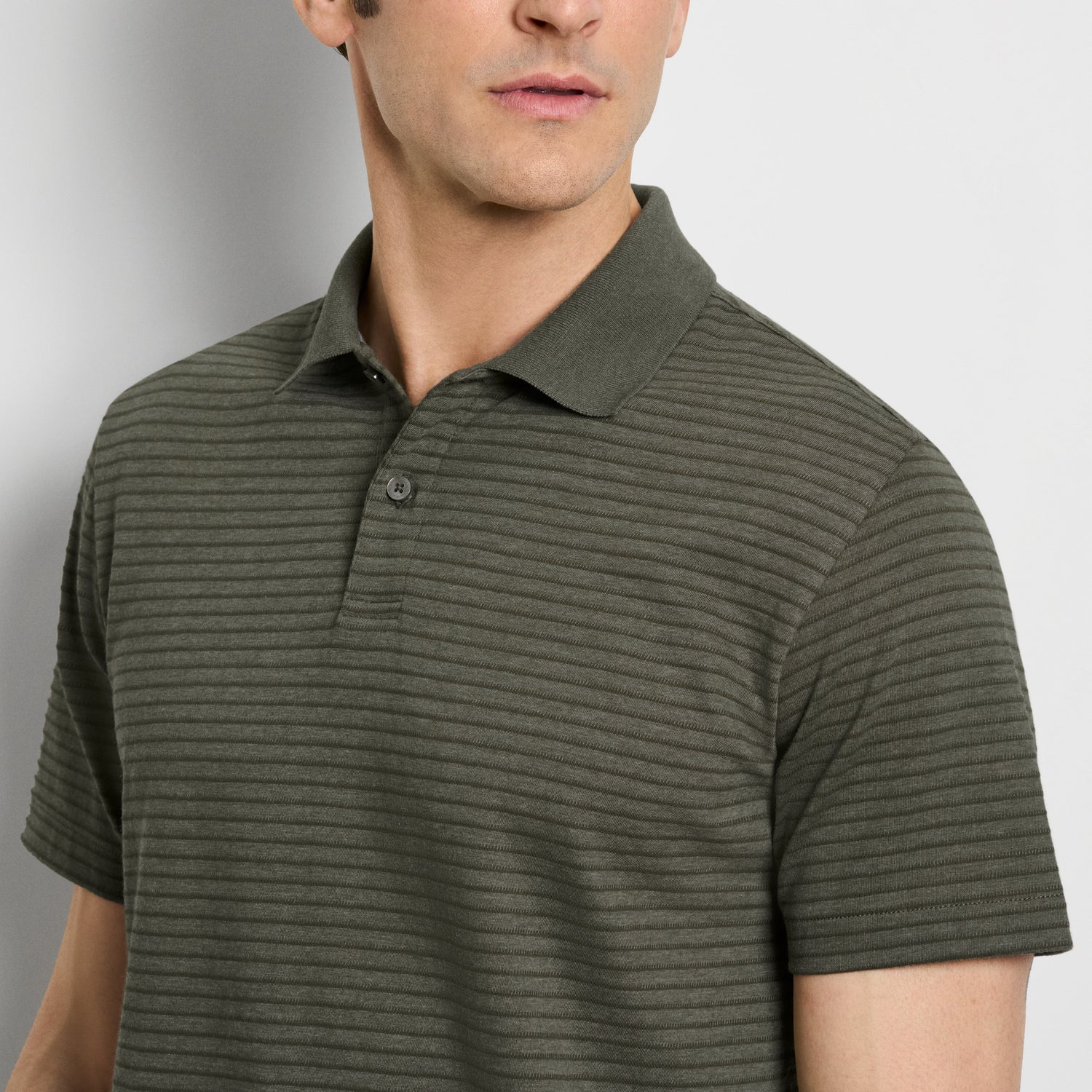 Essential Feeder Stripe Textured Short Sleeve Polo