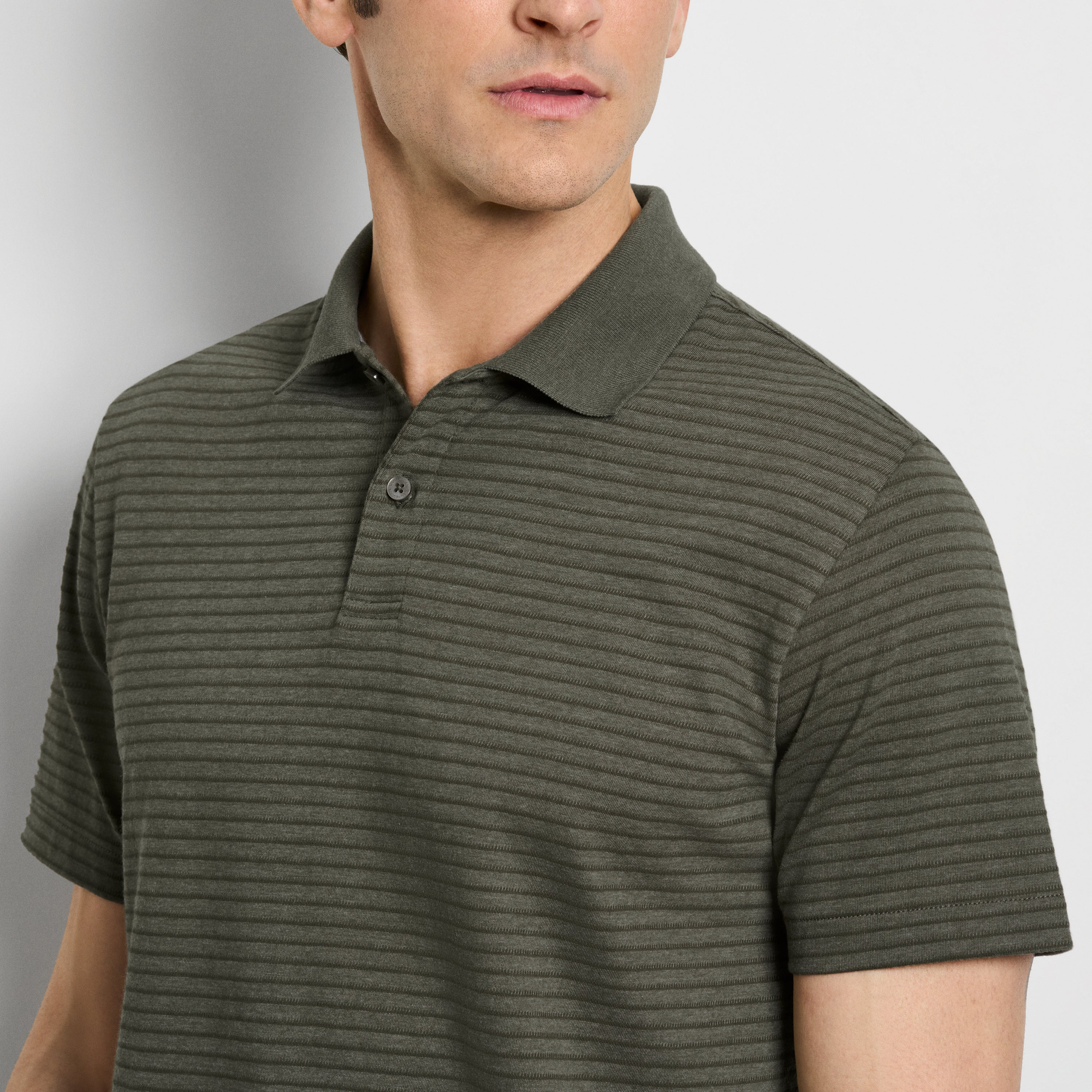 Essential Feeder Stripe Textured Short Sleeve Polo