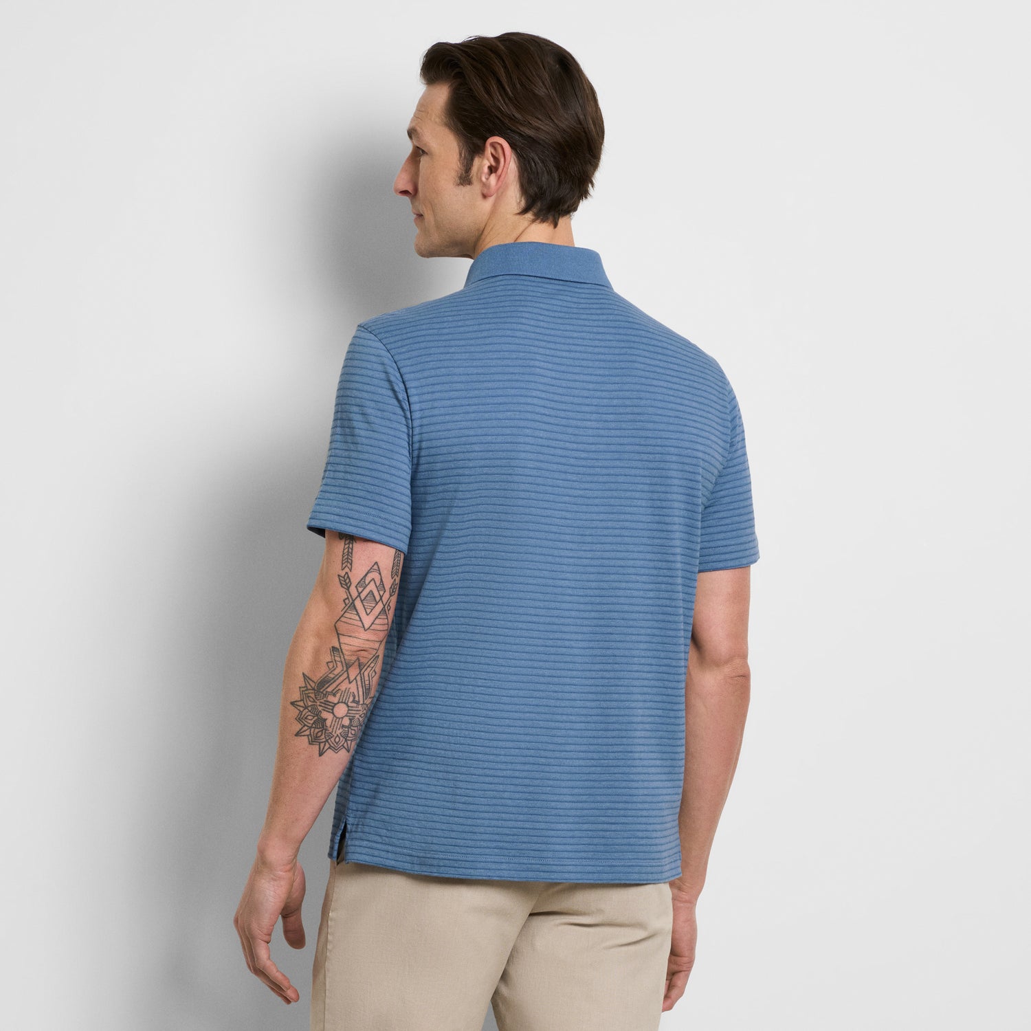 Essential Feeder Stripe Textured Short Sleeve Polo