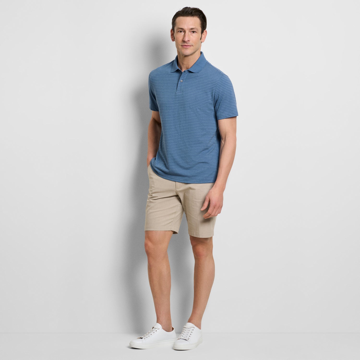 Essential Feeder Stripe Textured Short Sleeve Polo