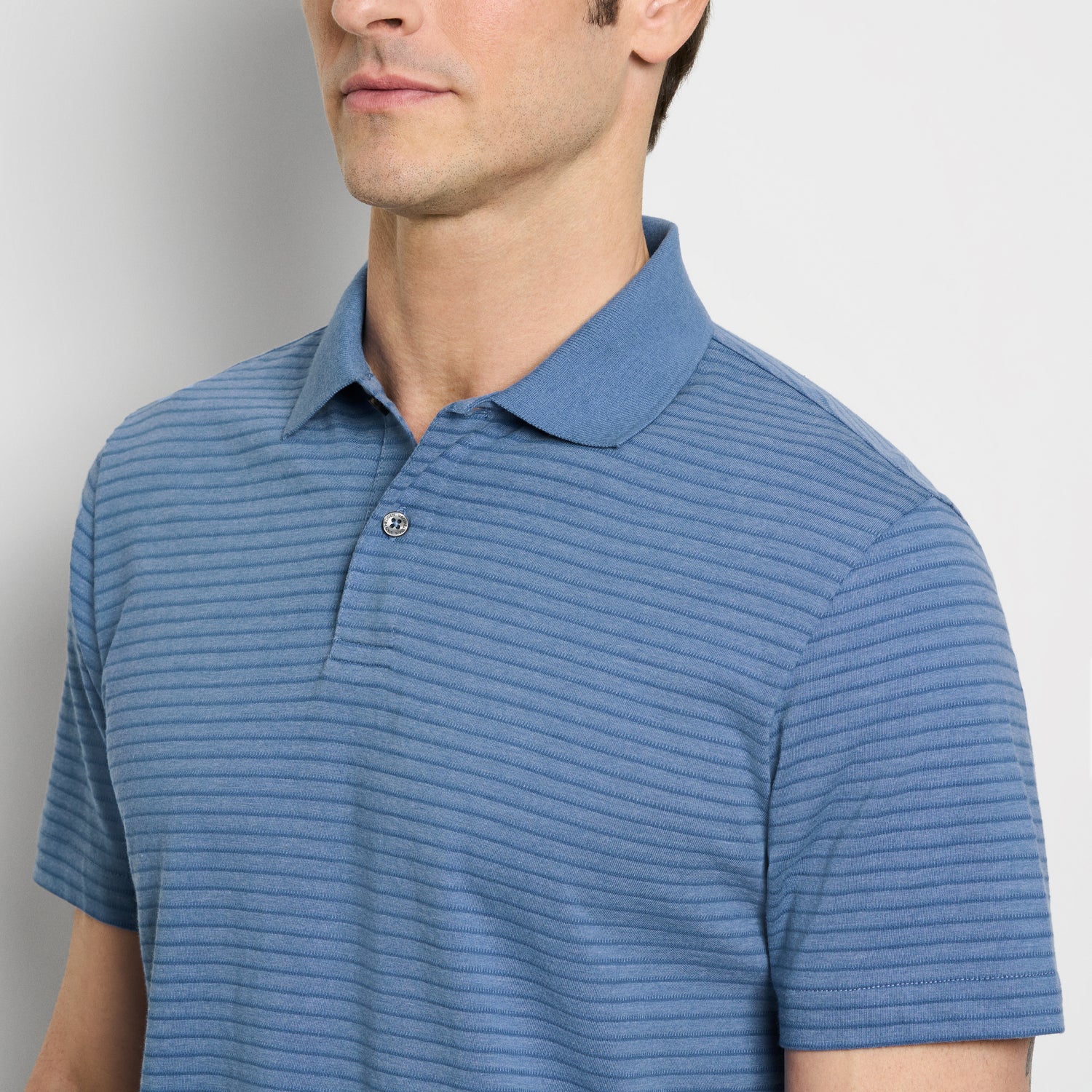 Essential Feeder Stripe Textured Short Sleeve Polo
