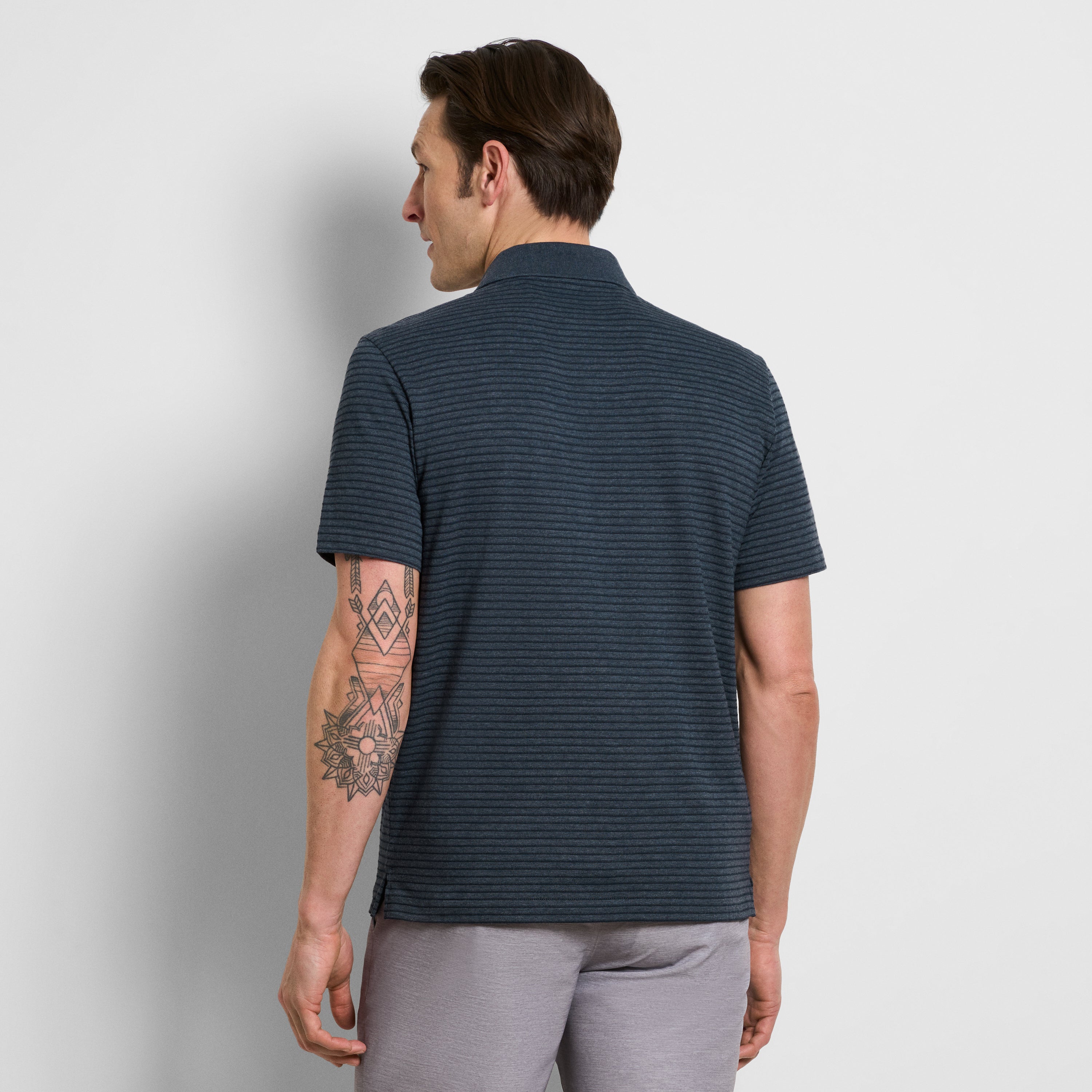 Essential Feeder Stripe Textured Short Sleeve Polo