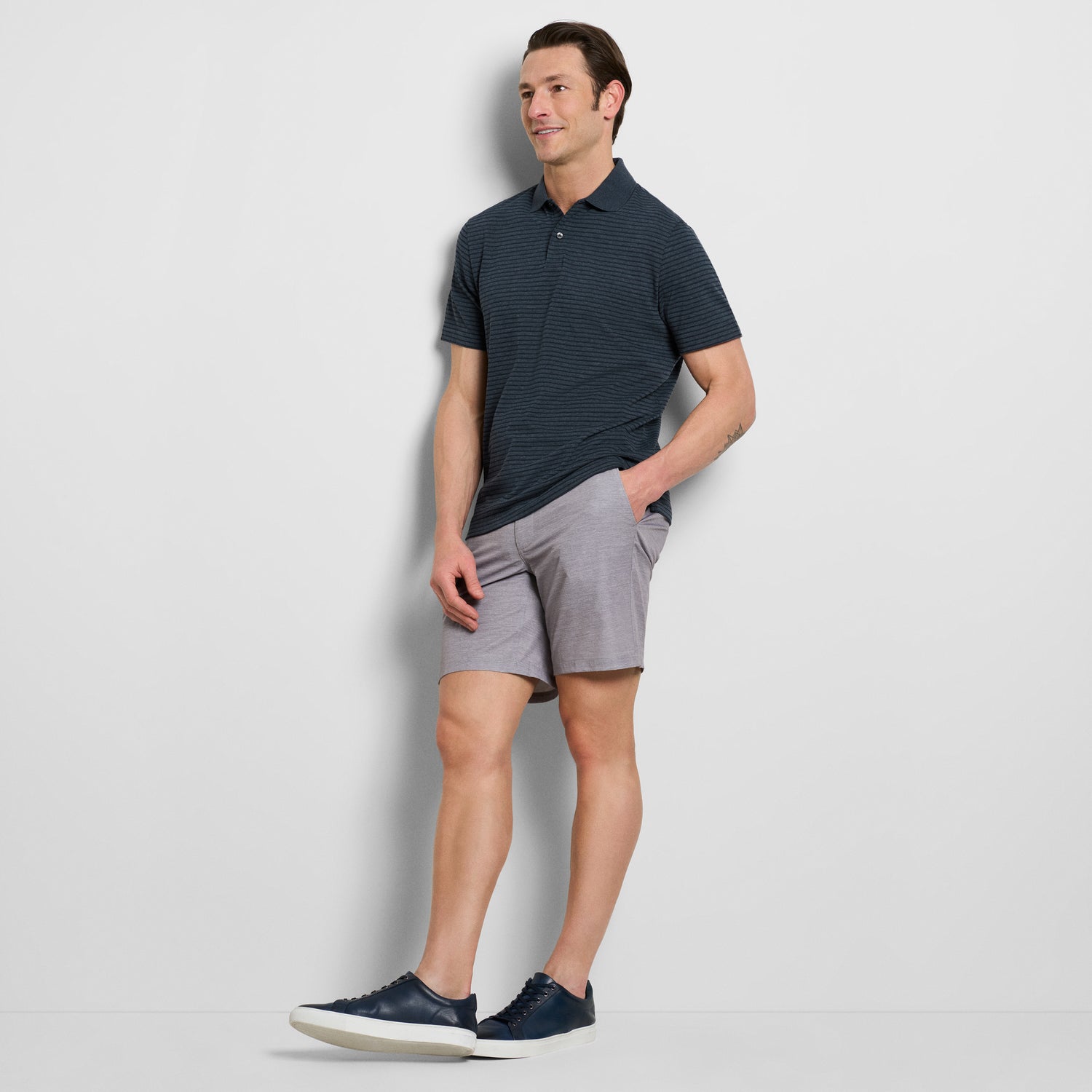 Essential Feeder Stripe Textured Short Sleeve Polo