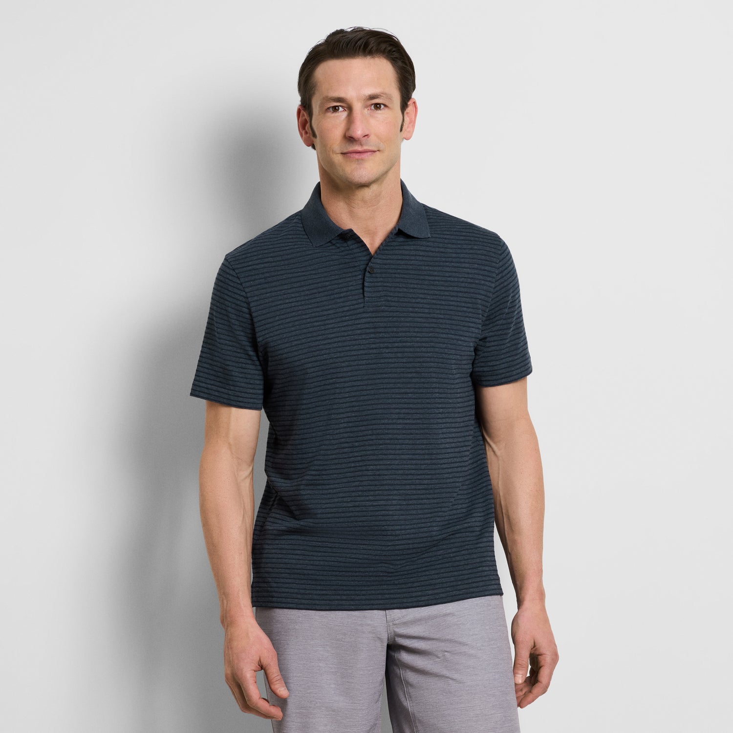 Essential Feeder Stripe Textured Short Sleeve Polo