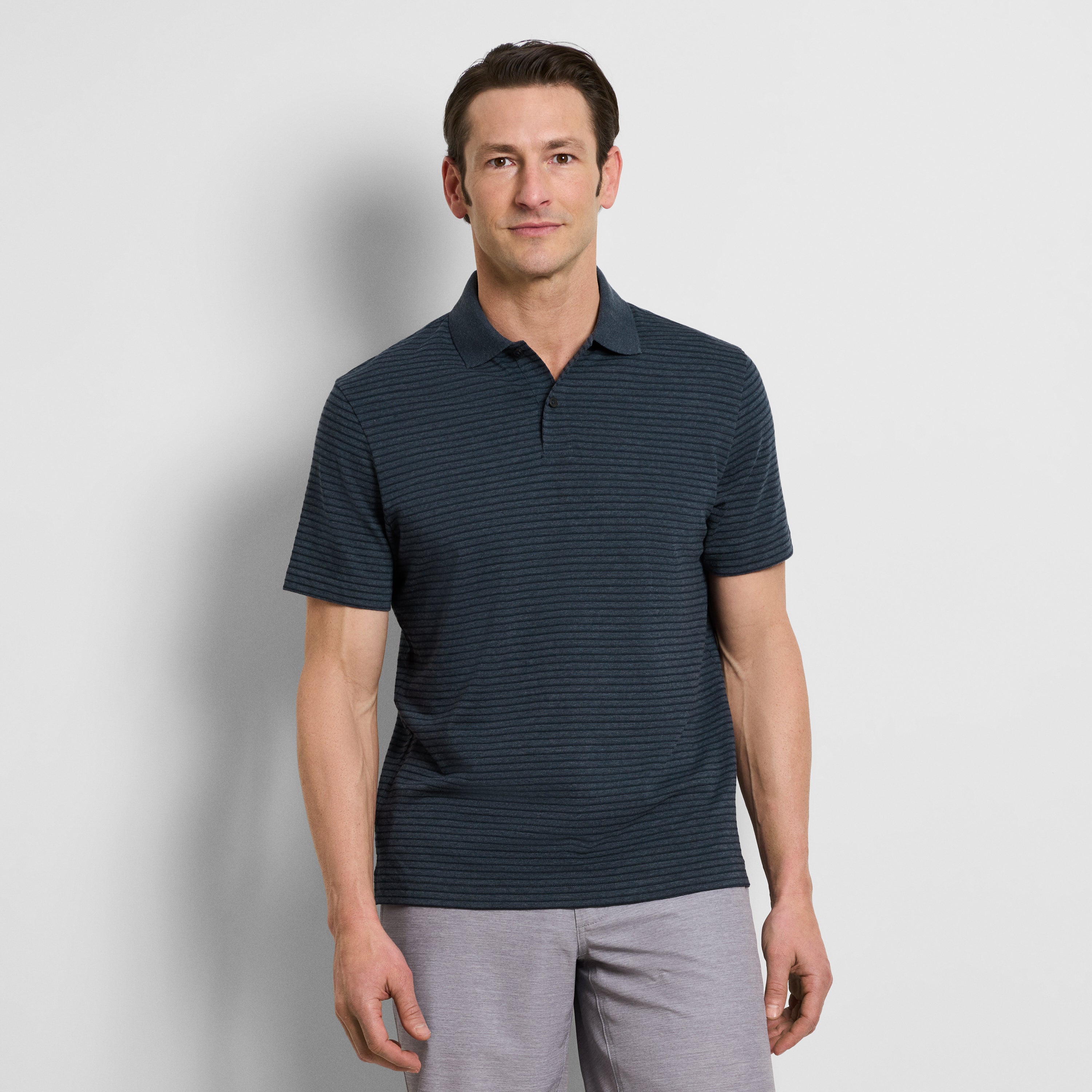 Essential Feeder Stripe Textured Short Sleeve Polo