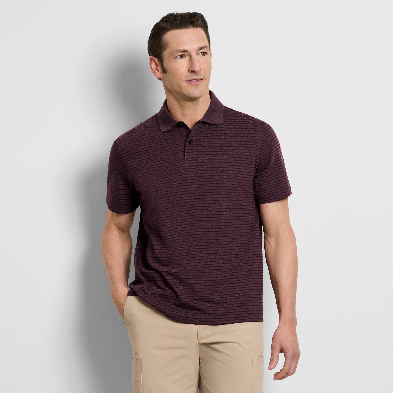 Essential Feeder Stripe Textured Short Sleeve Polo