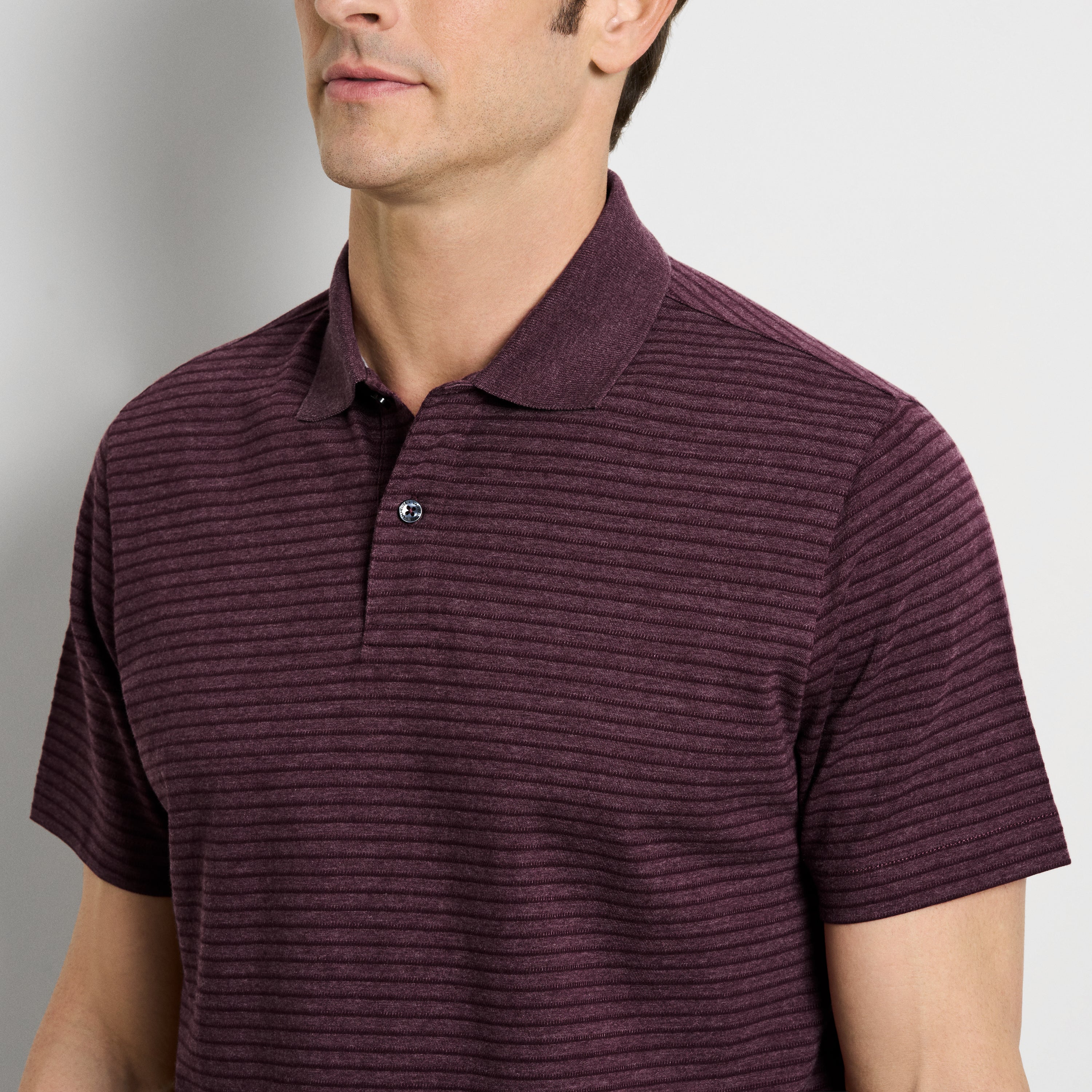 Essential Feeder Stripe Textured Short Sleeve Polo