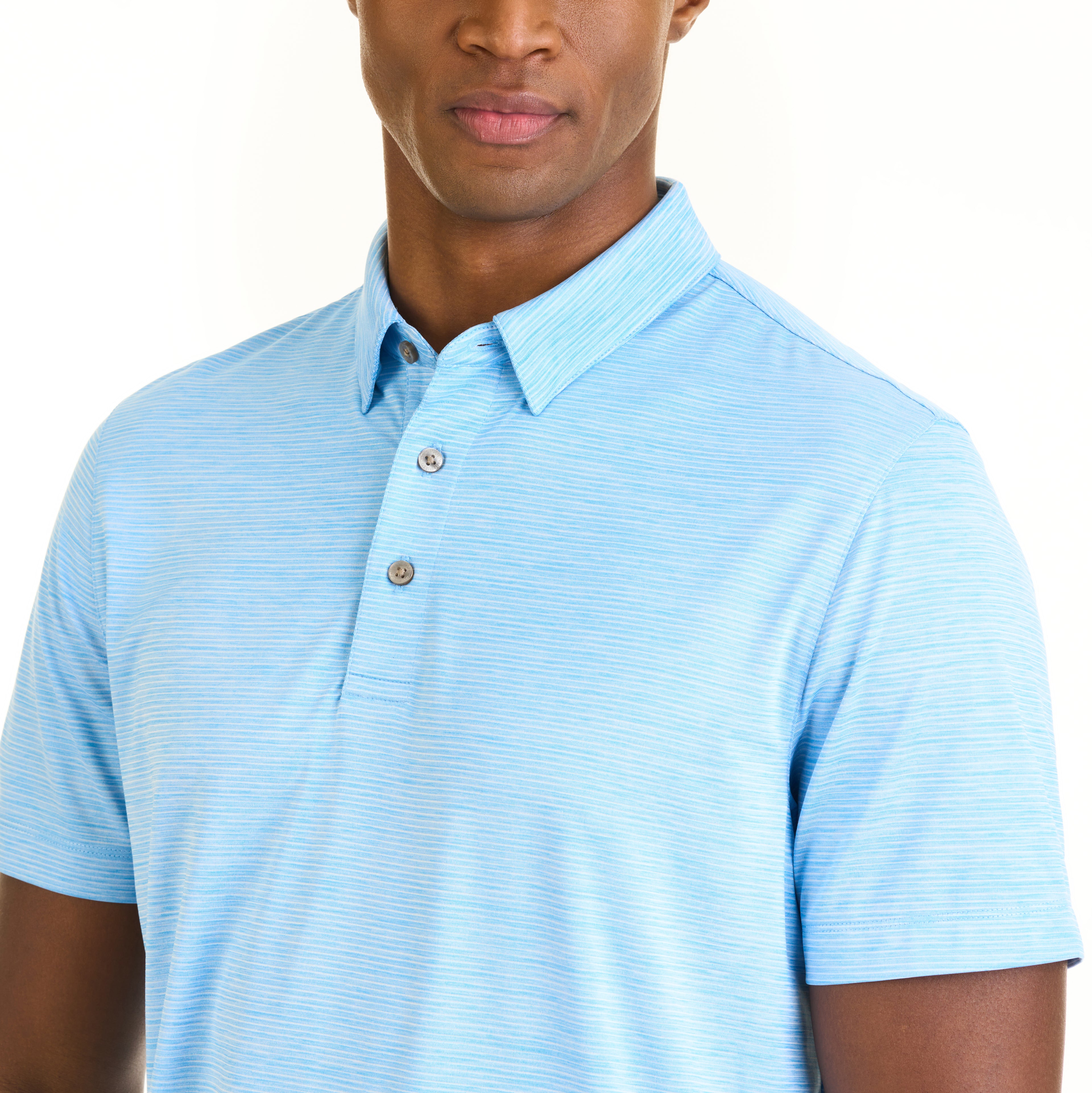 Performance Heather Striped Polo