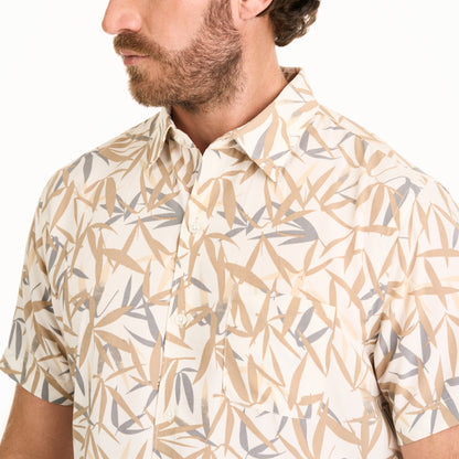 Weekend Bamboo Print Woven Short Sleeve Camp Shirt - Regular Fit