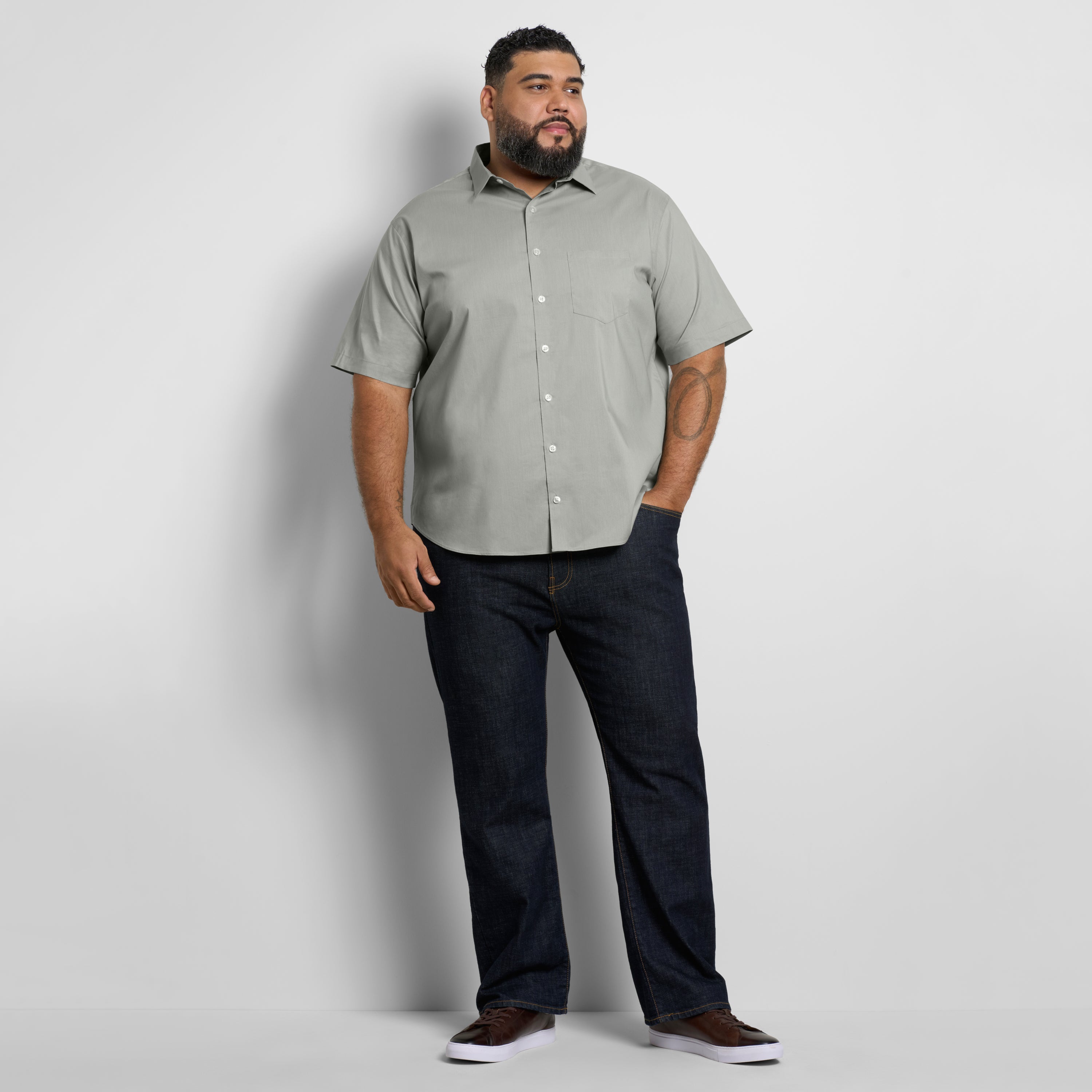Folsen Short Sleeve Stain Shield Solid - Big &amp; Tall