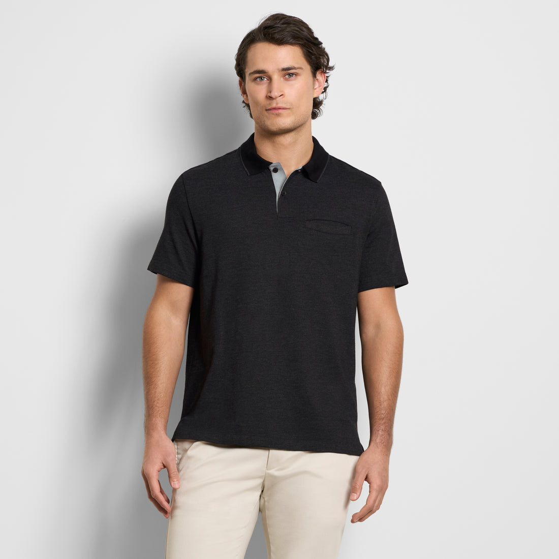 Essential Short Sleeve Birdseye Contrast Trim Welt Pocket Polo