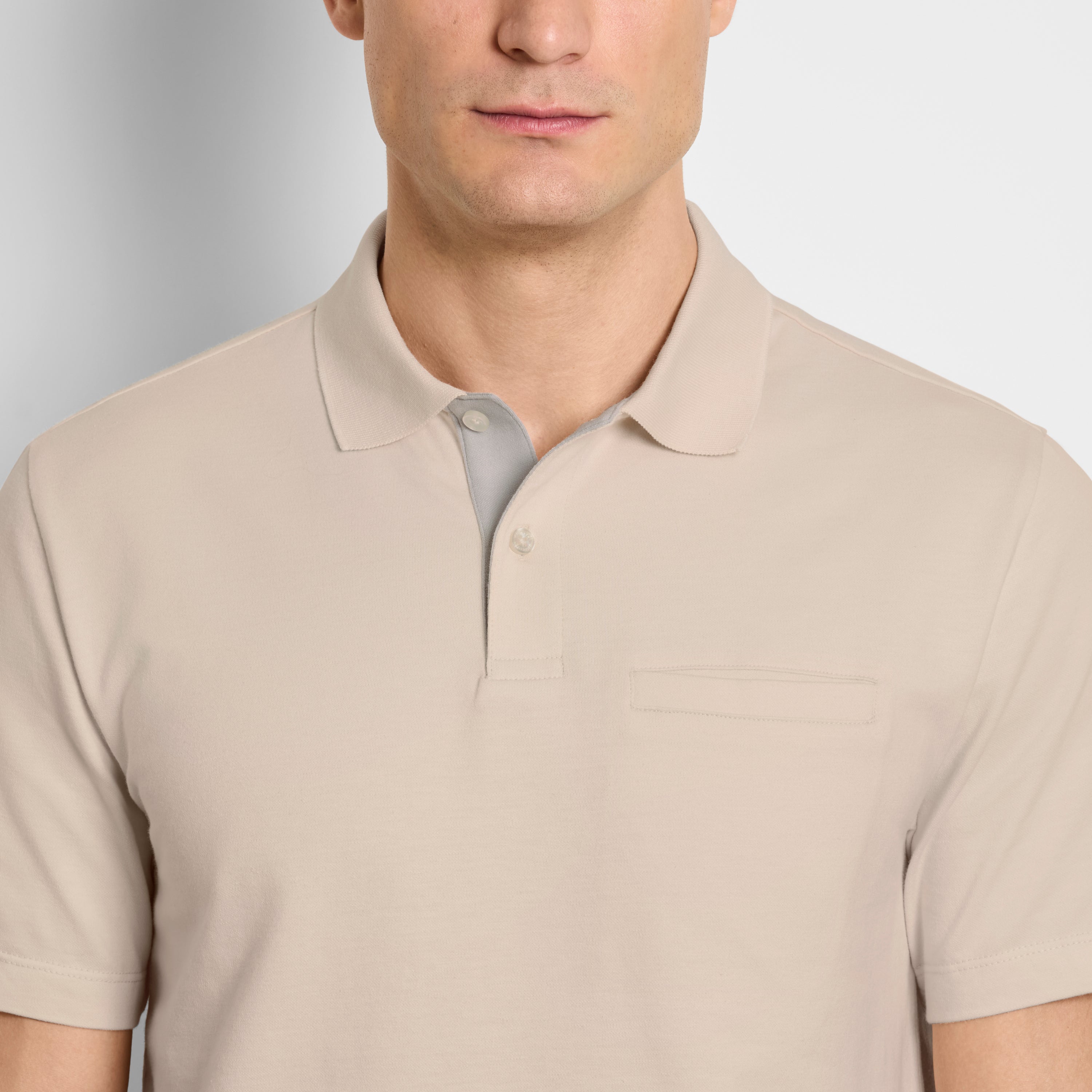 Essential Short Sleeve Birdseye Contrast Trim Welt Pocket Polo