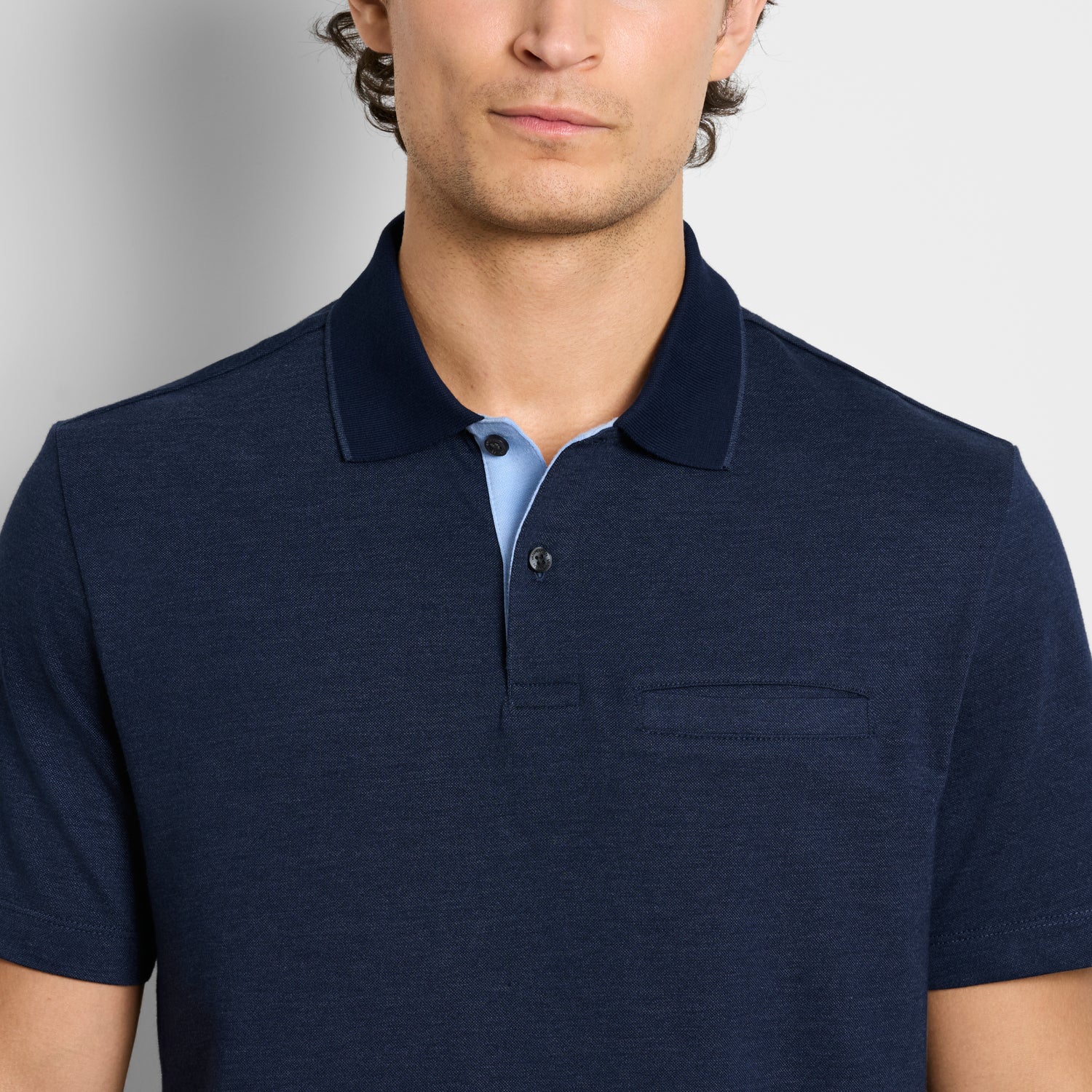 Essential Short Sleeve Birdseye Contrast Trim Welt Pocket Polo