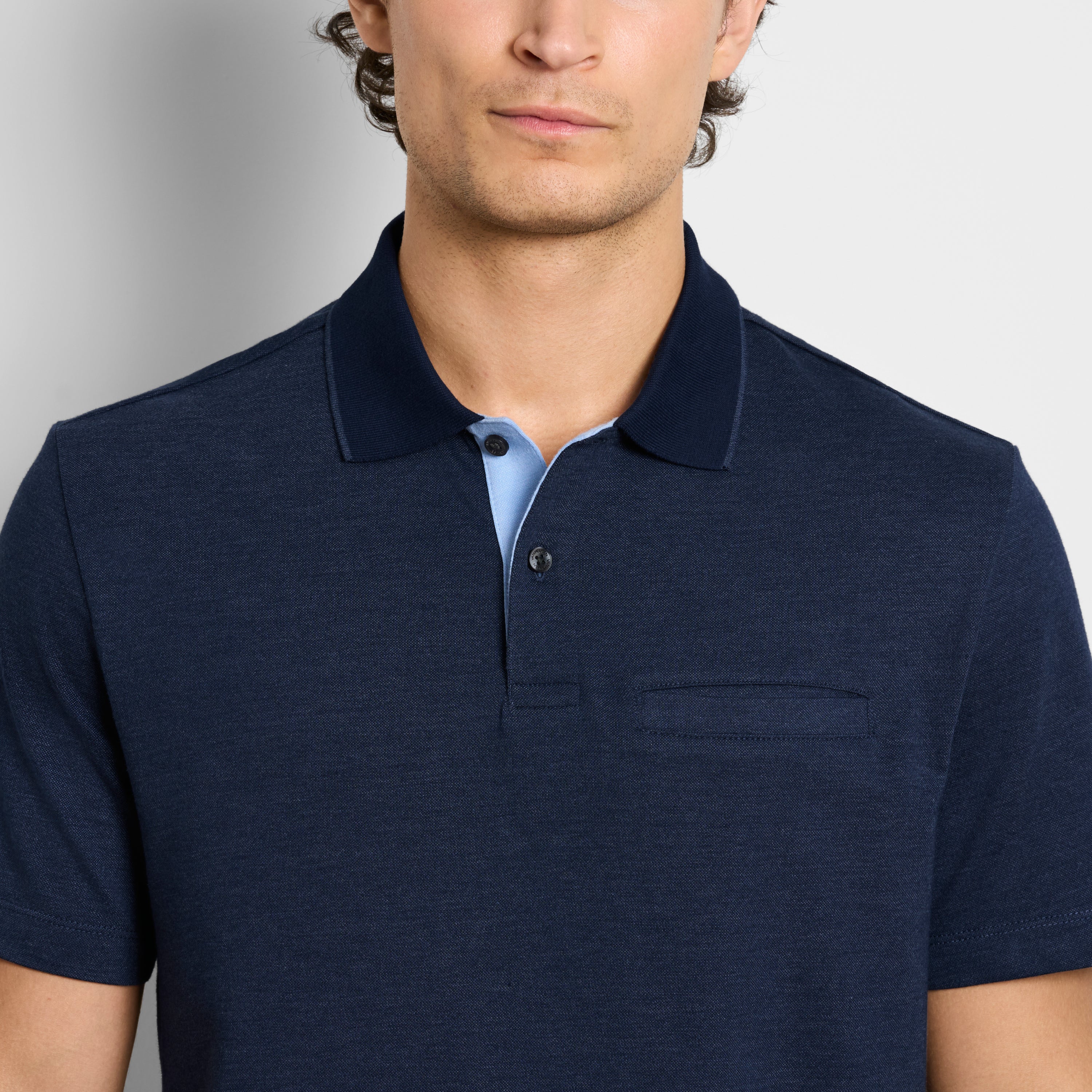 Essential Short Sleeve Birdseye Contrast Trim Welt Pocket Polo