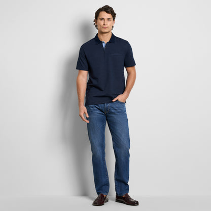 Essential Short Sleeve Birdseye Contrast Trim Welt Pocket Polo