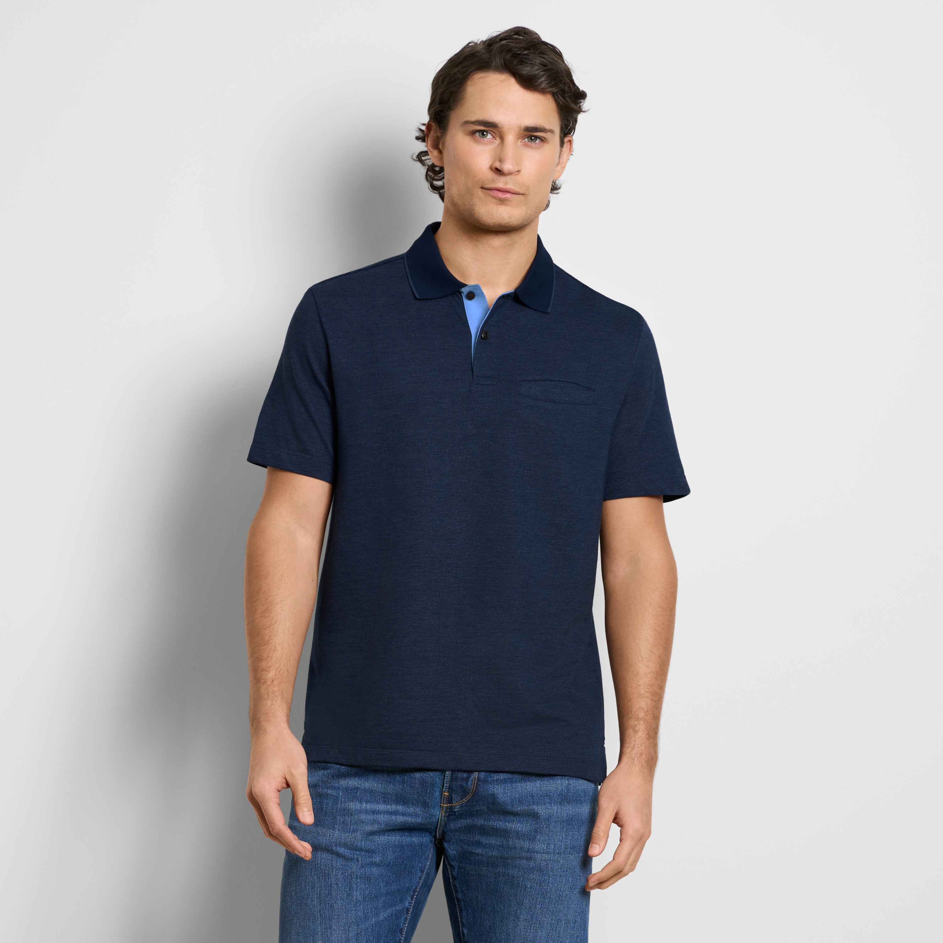 Essential Short Sleeve Birdseye Contrast Trim Welt Pocket Polo