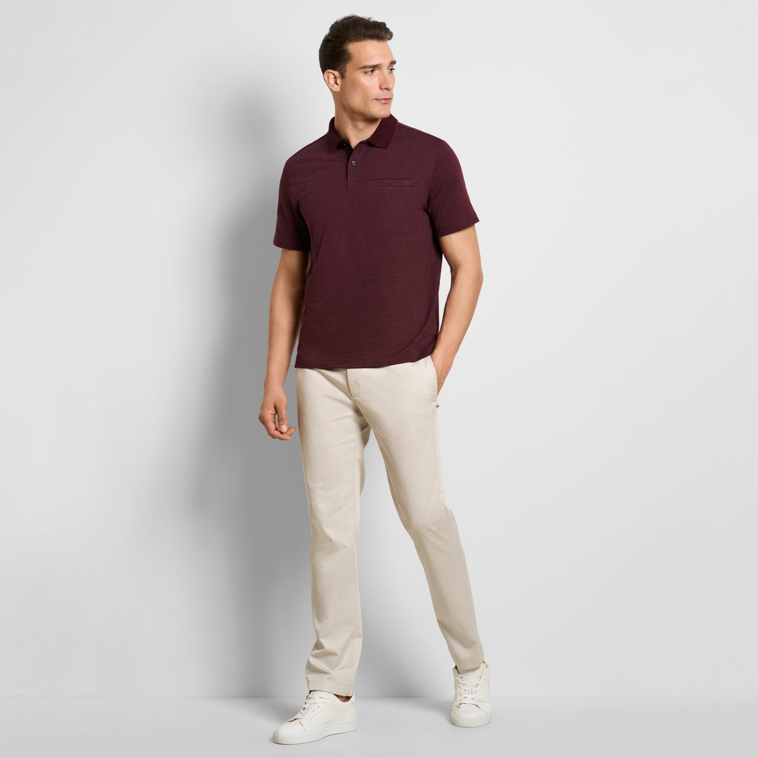 Essential Short Sleeve Birdseye Contrast Trim Welt Pocket Polo