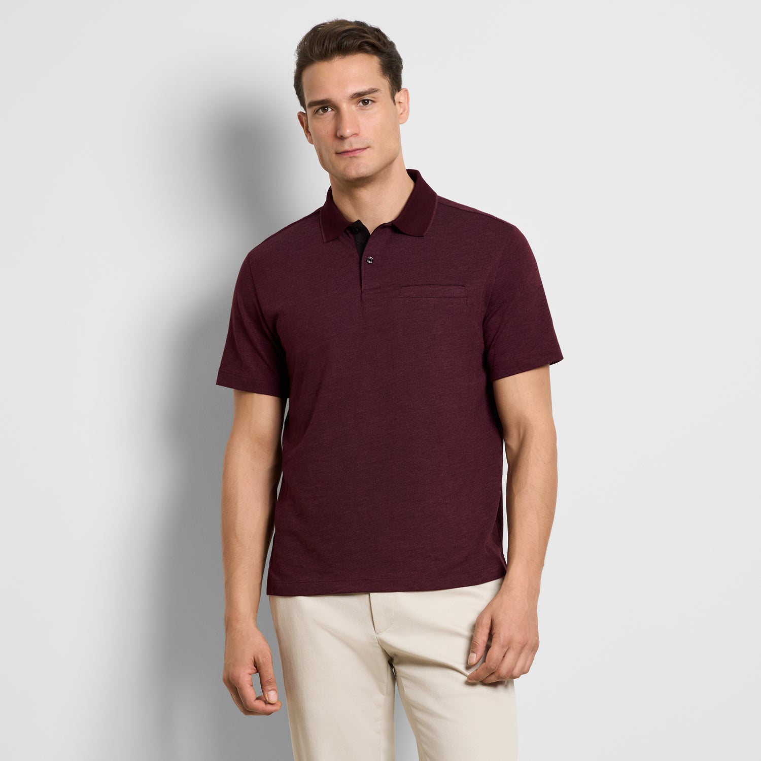 Essential Short Sleeve Birdseye Contrast Trim Welt Pocket Polo