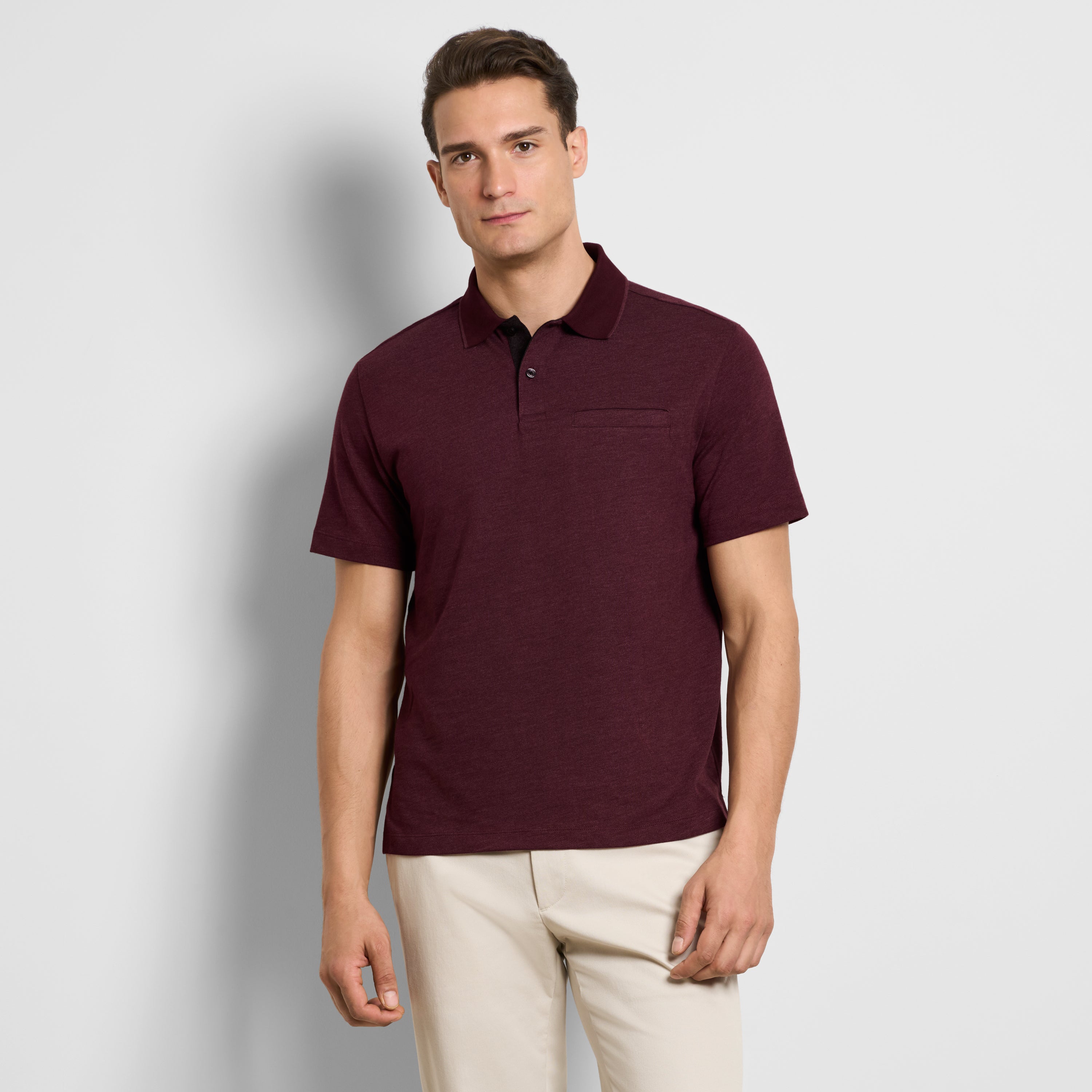 Essential Short Sleeve Birdseye Contrast Trim Welt Pocket Polo