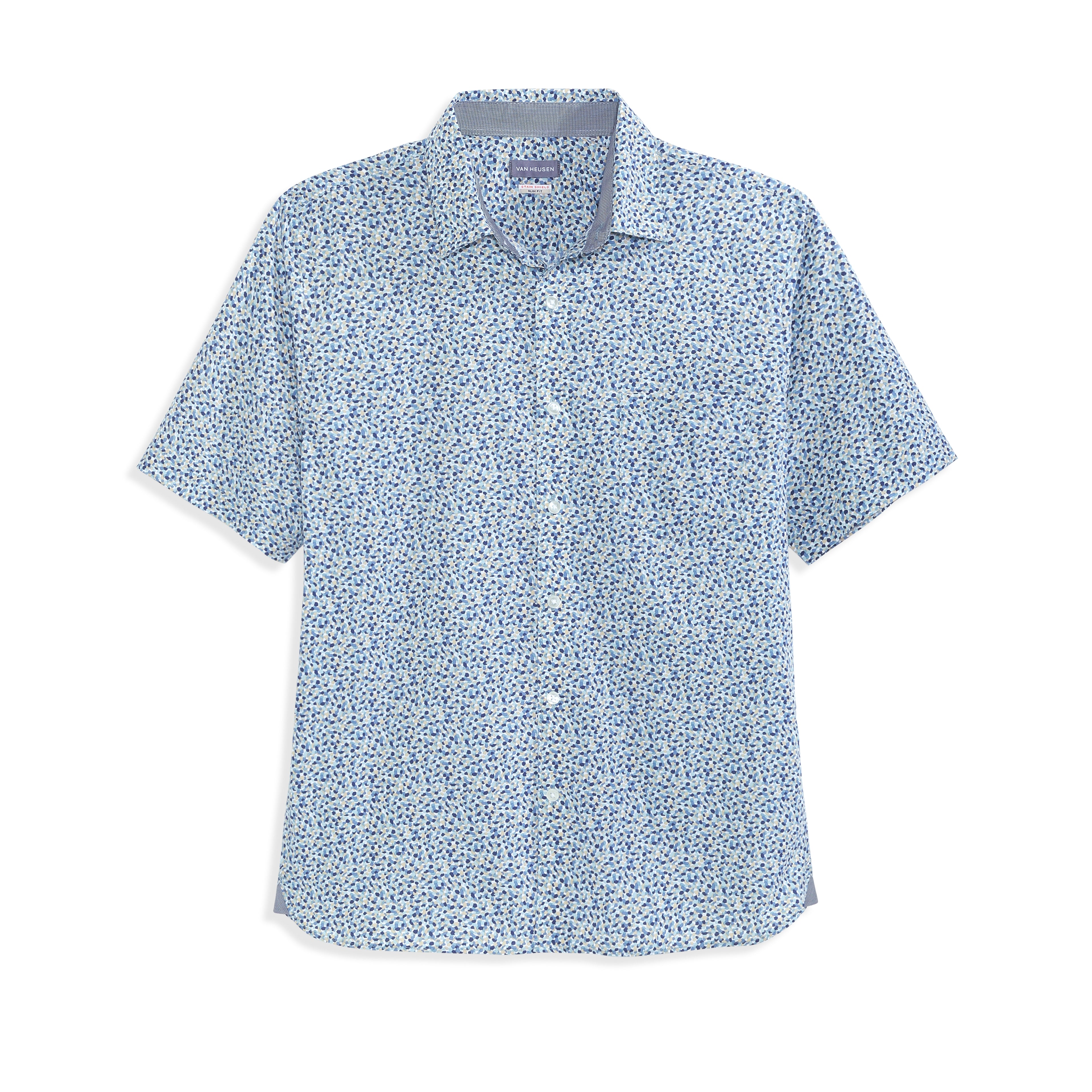Folsen Short Sleeve Stain Shield Painterly Print - Slim Fit