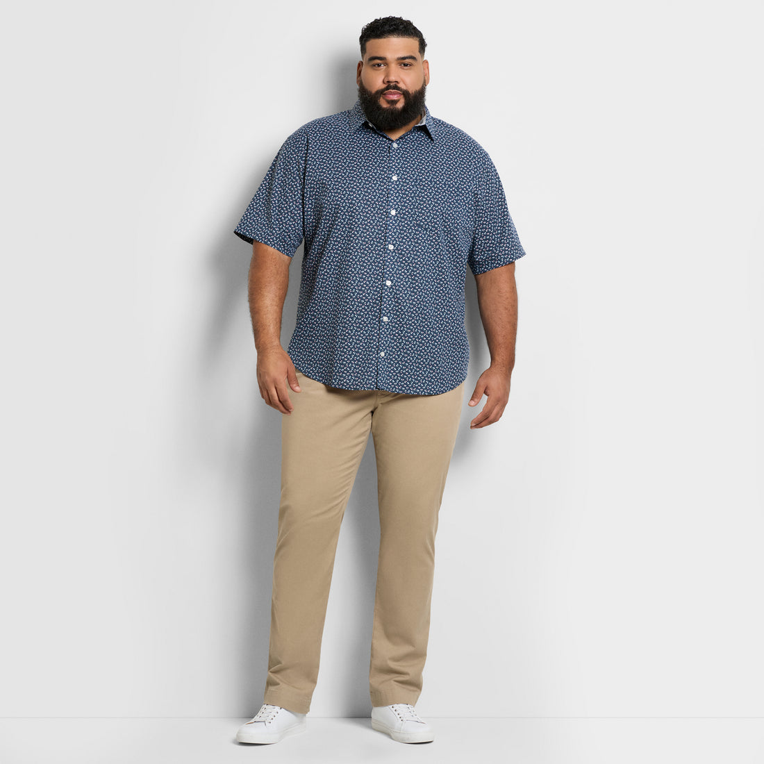 Folsen Short Sleeve Stain Shield Ditzy Print - Big & Tall