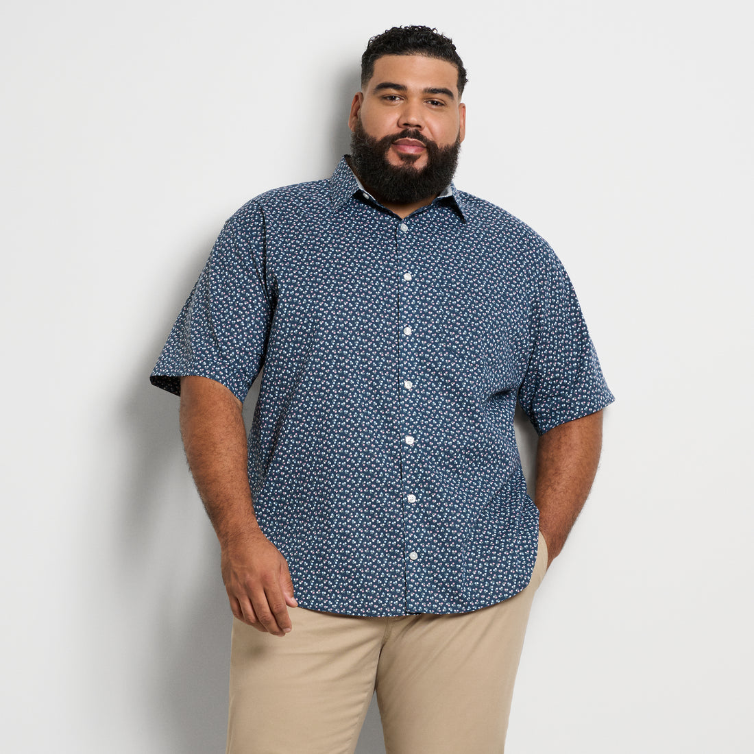 Folsen Short Sleeve Stain Shield Ditzy Print - Big & Tall