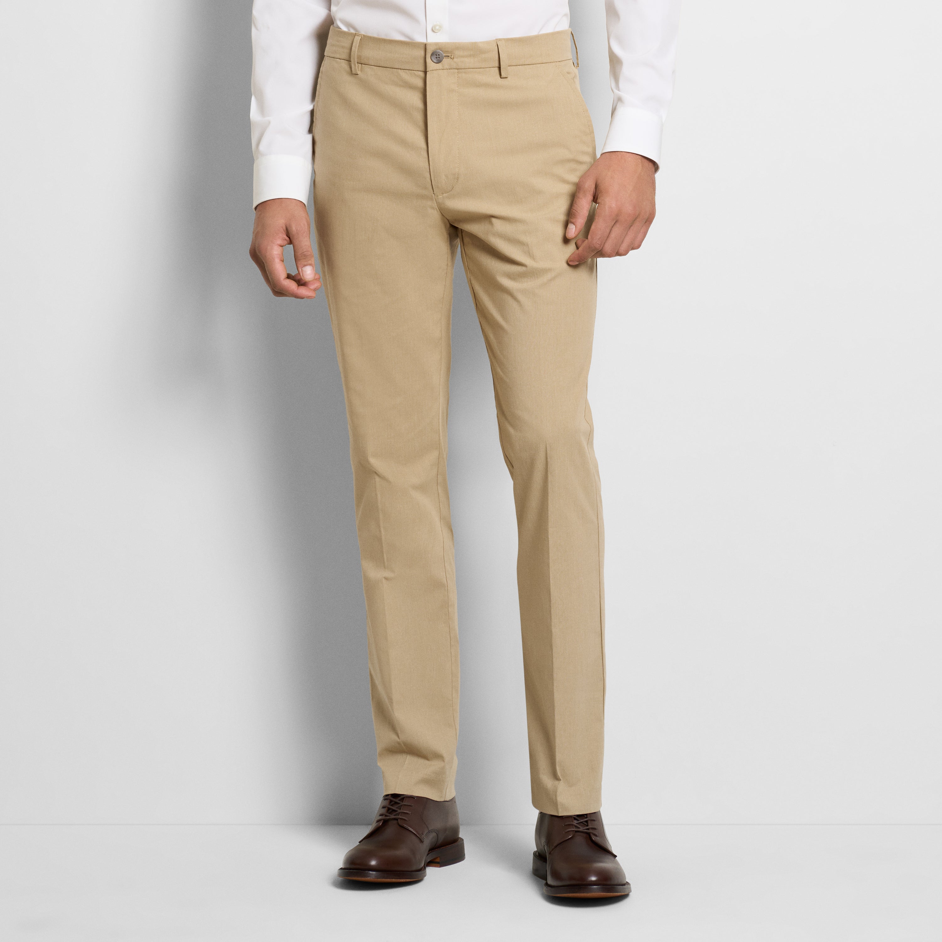 Fine Stripe Cotton Stretch Pant Straight Fit