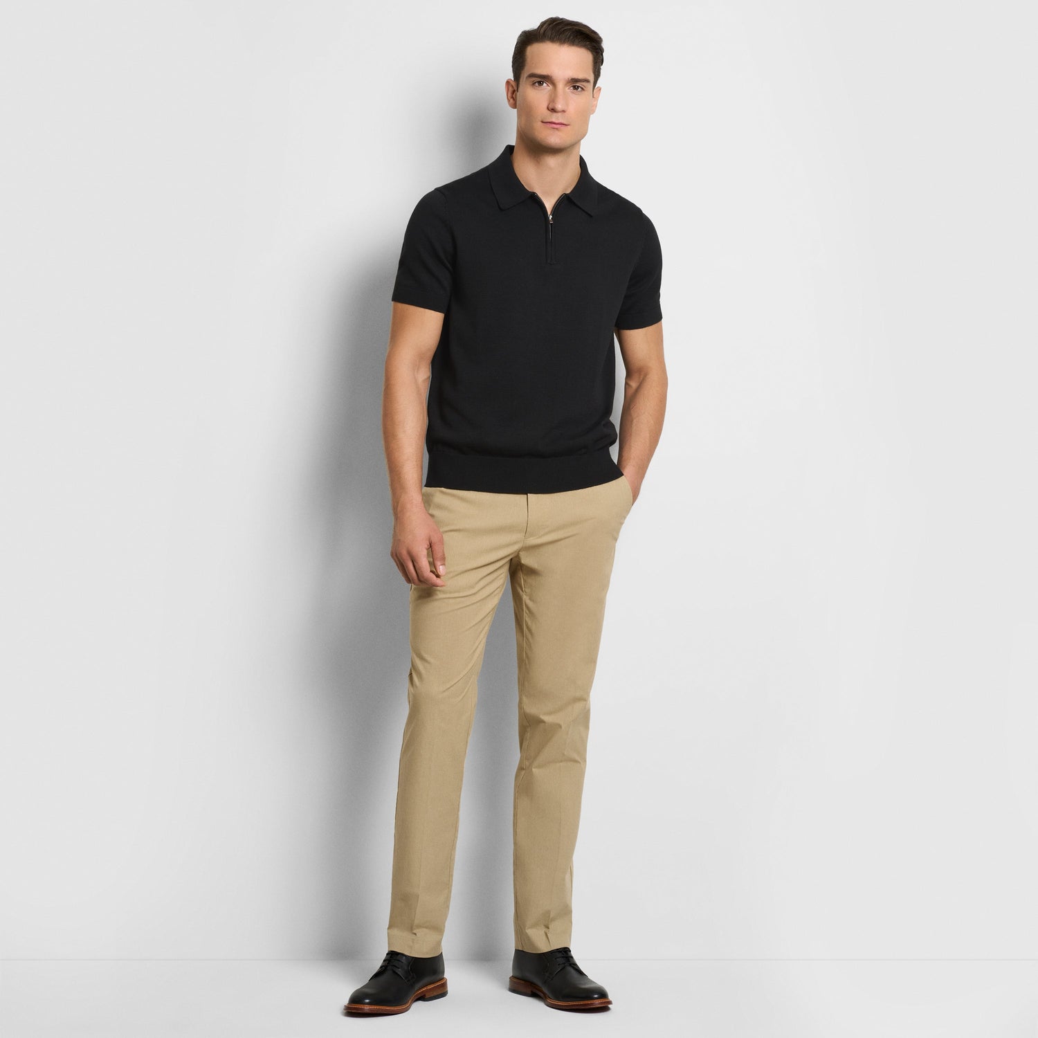 Fine Stripe Cotton Stretch Pant Straight Fit