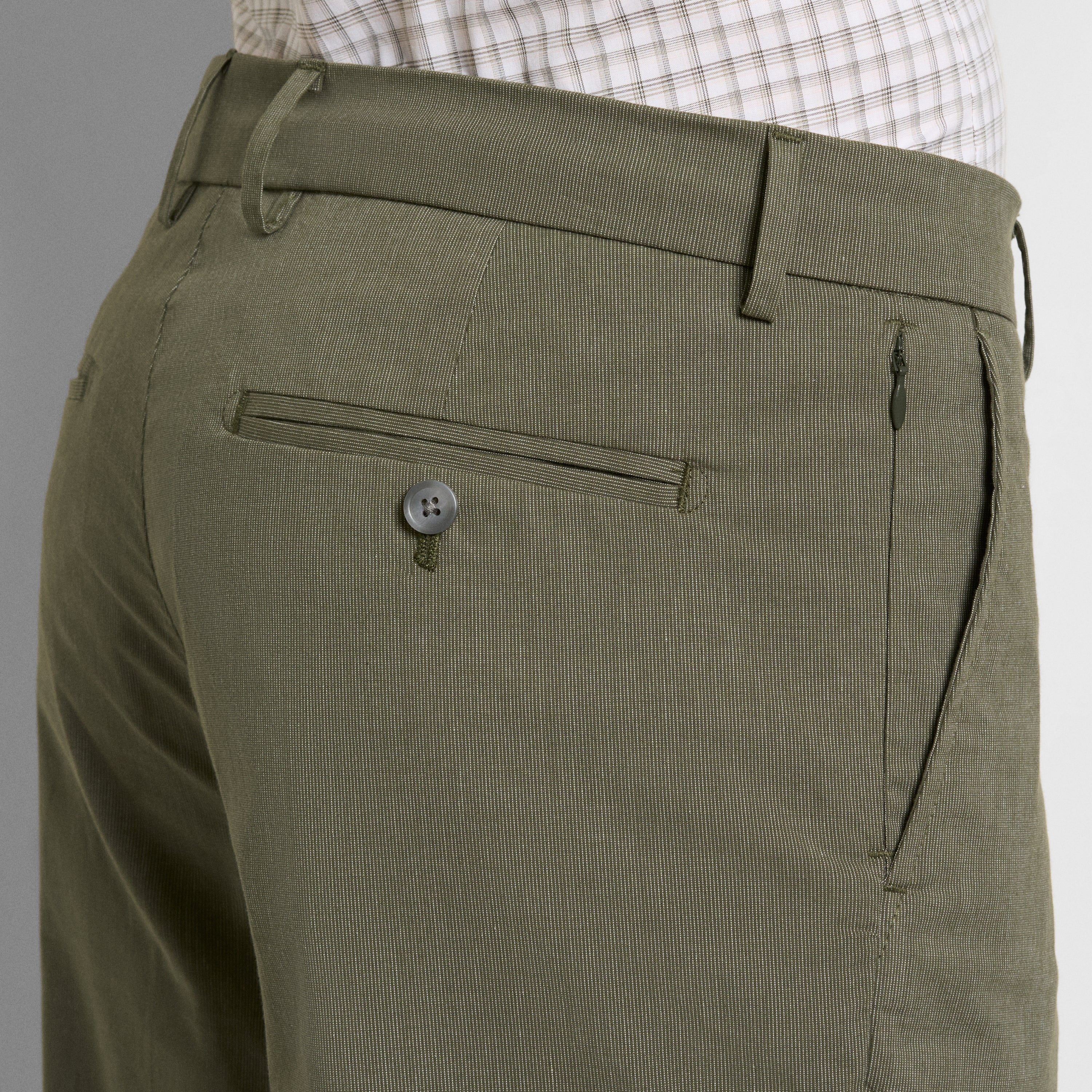 Fine Stripe Cotton Stretch Pant Straight Fit