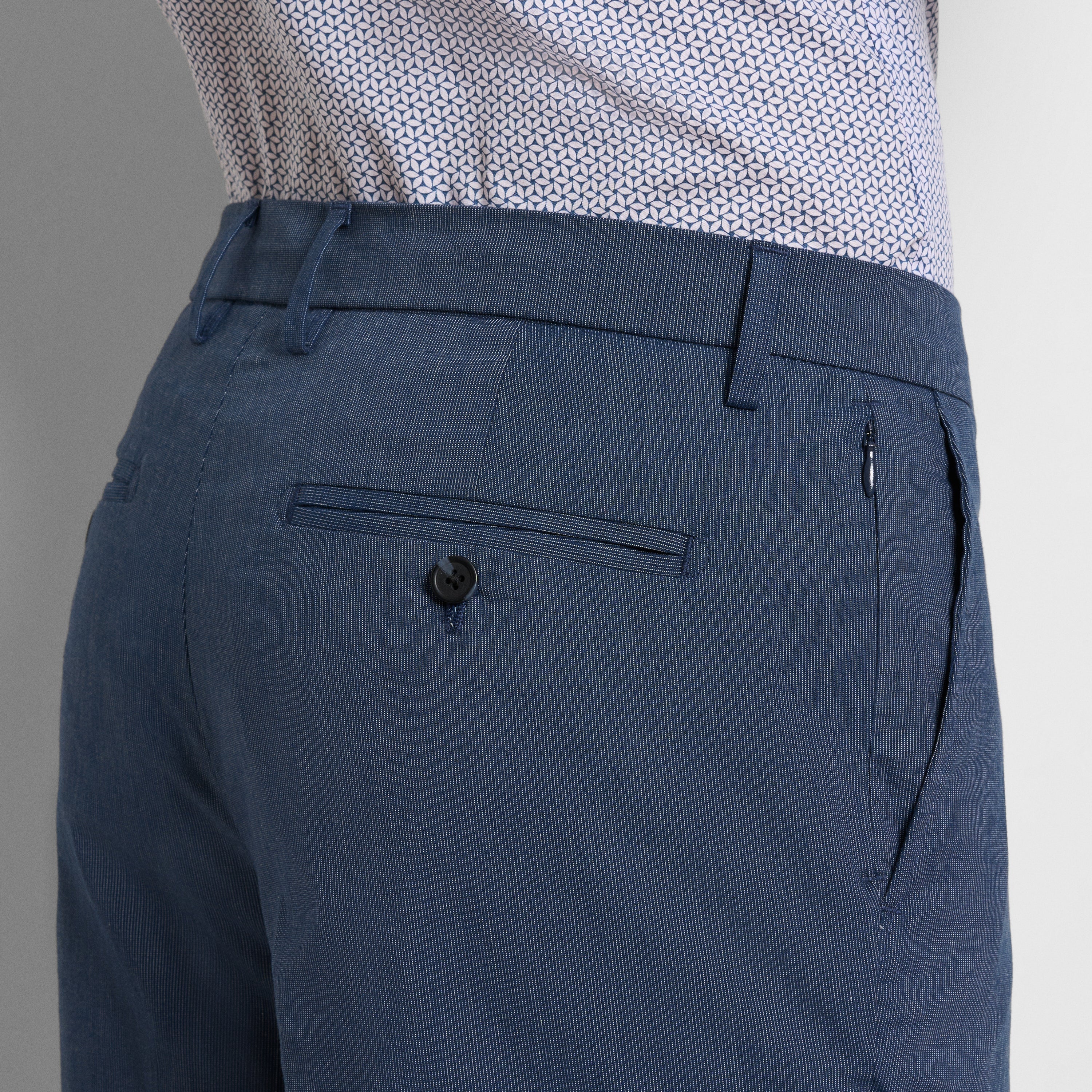 Fine Stripe Cotton Stretch Pant Straight Fit