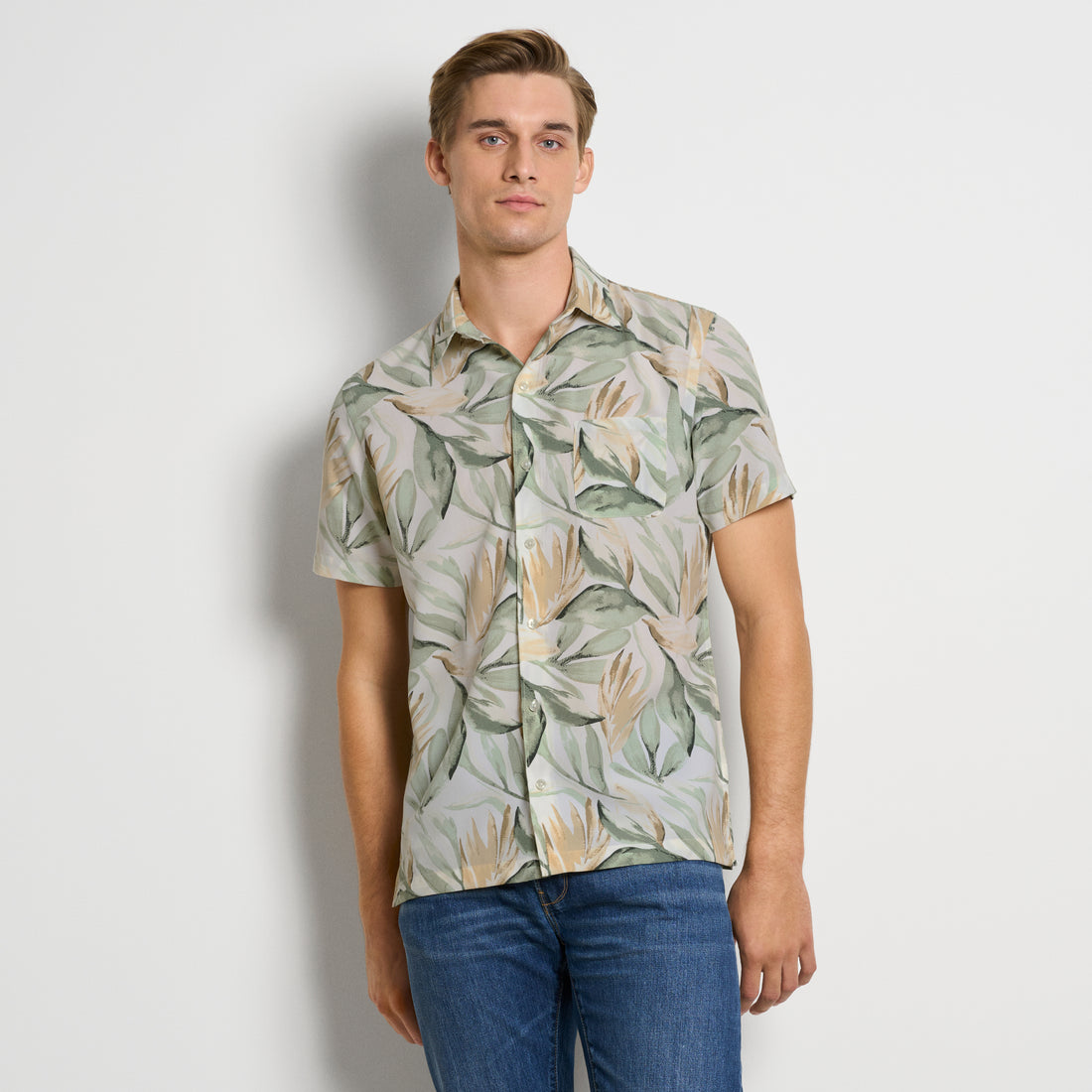 Weekend Foliage Print Camp Shirt - Regular Fit