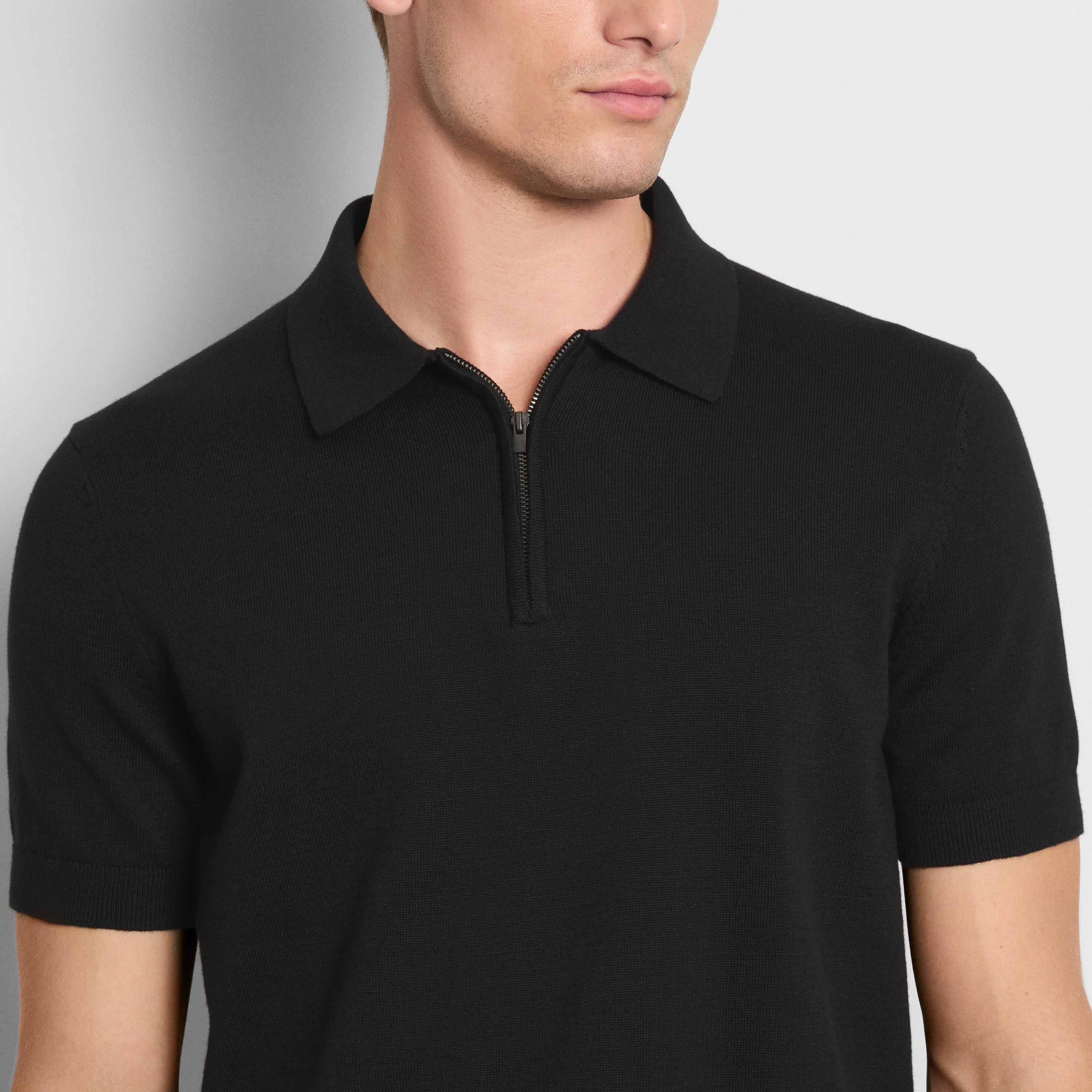 Smart Temp Short Sleeve Sweater Knit Zip Polo