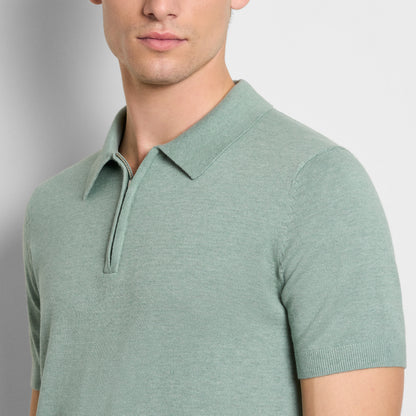 Smart Temp Short Sleeve Sweater Knit Zip Polo