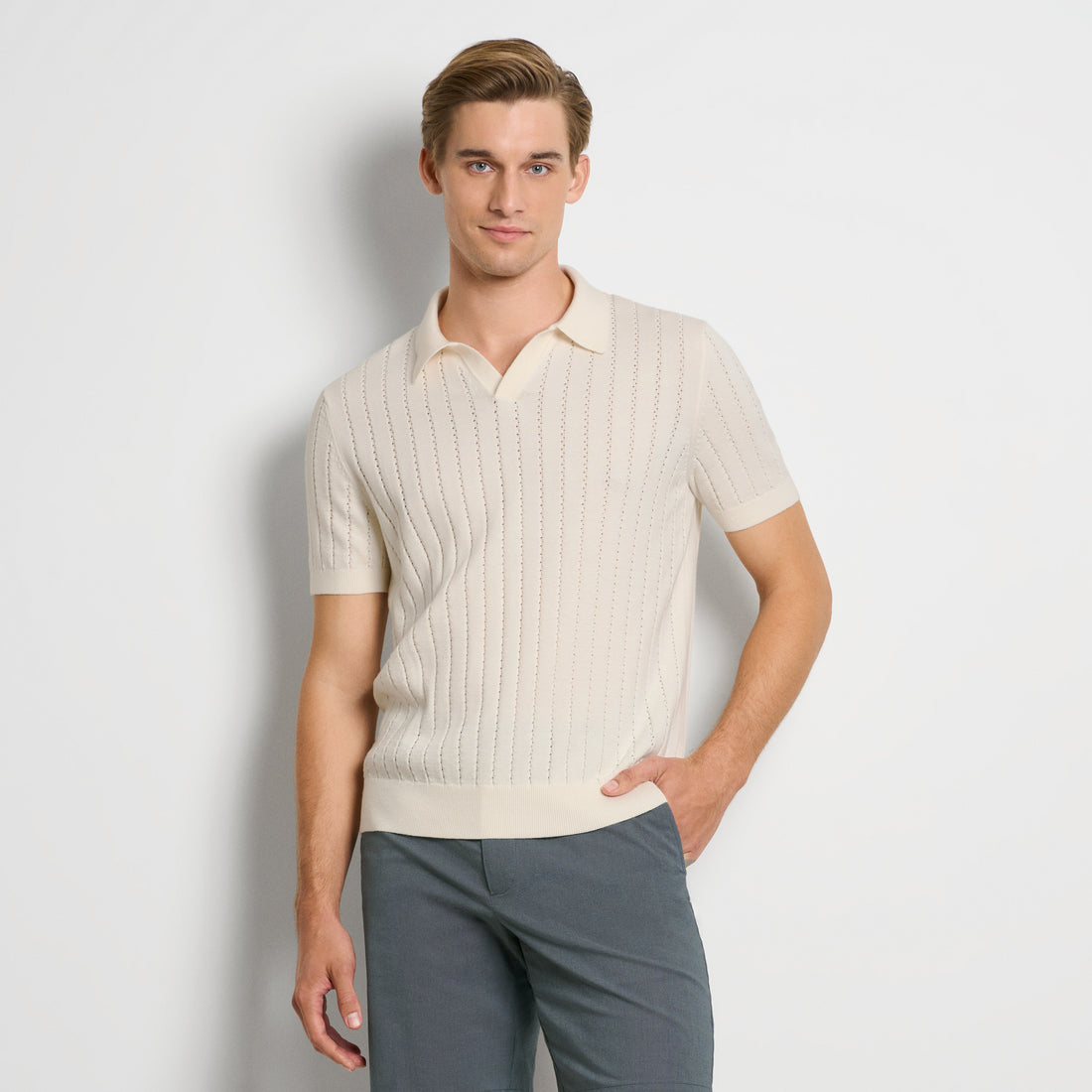 Temp Control Short Sleeve Sweater Johnny Collar Polo