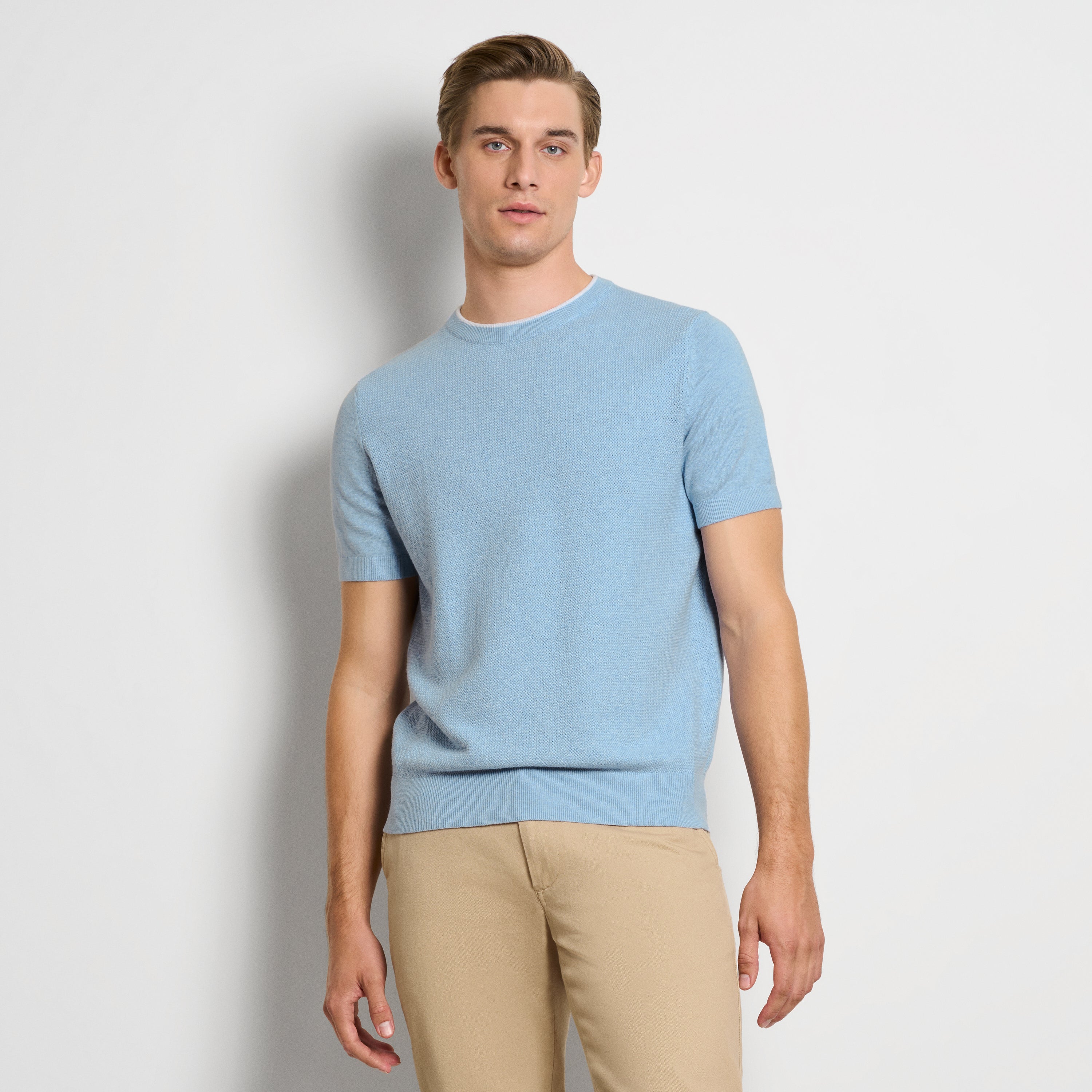Smart Temp Short Sleeve Crewneck Sweater Knit Top