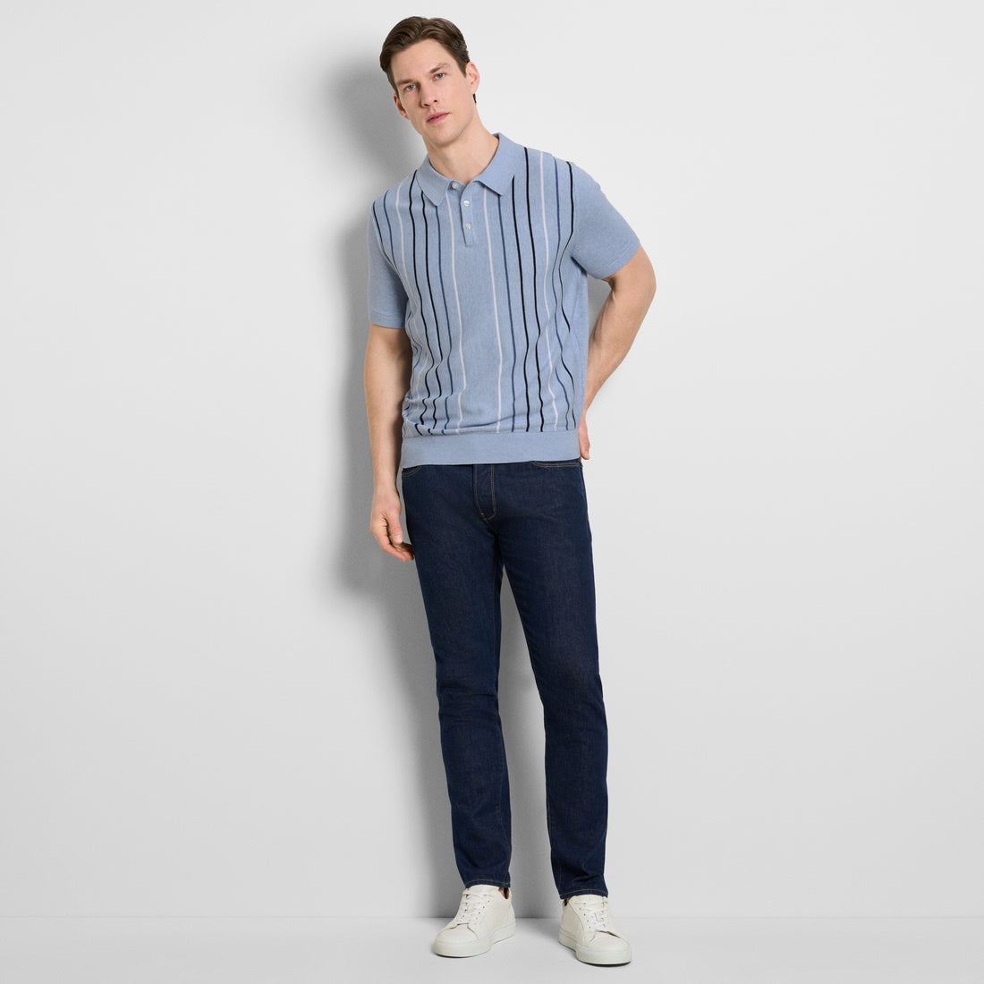 Smart Temp Sweater Degrade Stripe Short Sleeve Polo