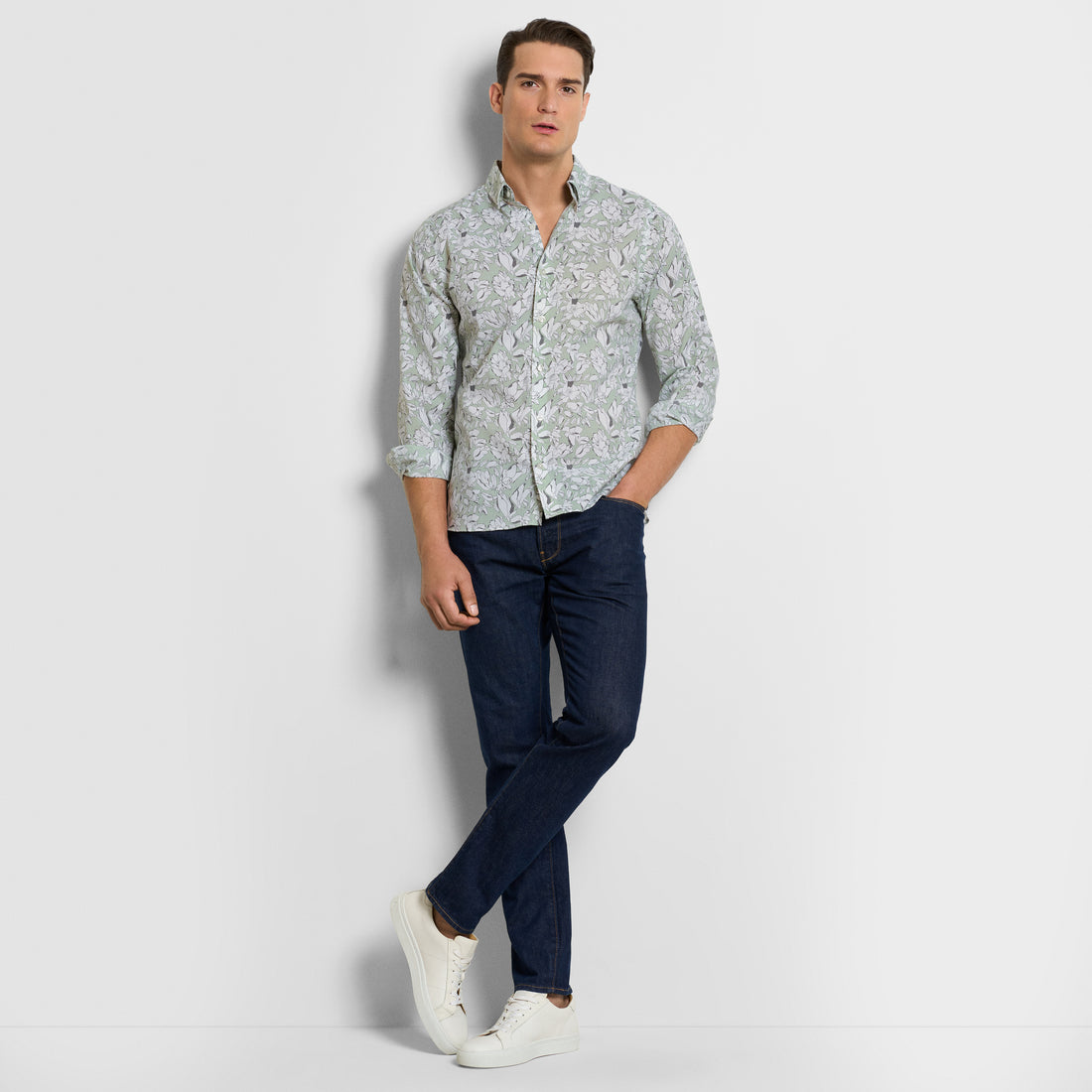 Cronbie Long Sleeve Slim Fit Stain Shield Tulip Print Shirt