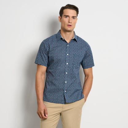 Folsen Short Sleeve Stain Shield Ditzy Print - Slim Fit